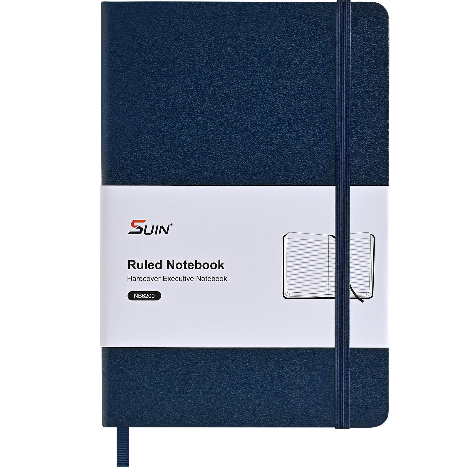 SUIN Professionelles A5-Notizbuch für die Arbeit, liniert, 100 g/m² Augenpflegepapier, Kunstledereinband, A5-Tagebuch für Business, Schule und Notizen, Blau, 1 Stück