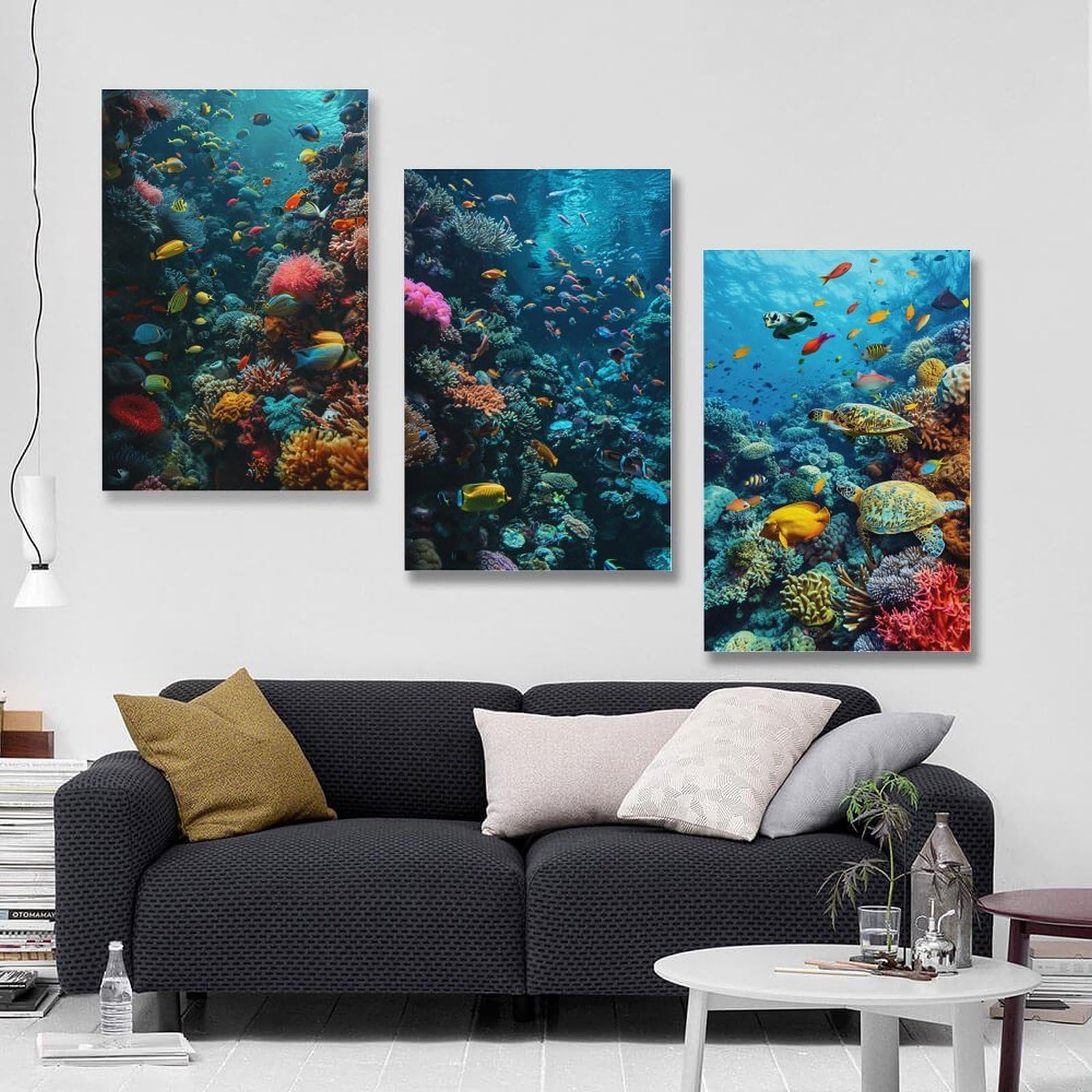 Amazon.co.jp: 3枚 水中世界のサンゴと魚たち 絵画 インテリア 