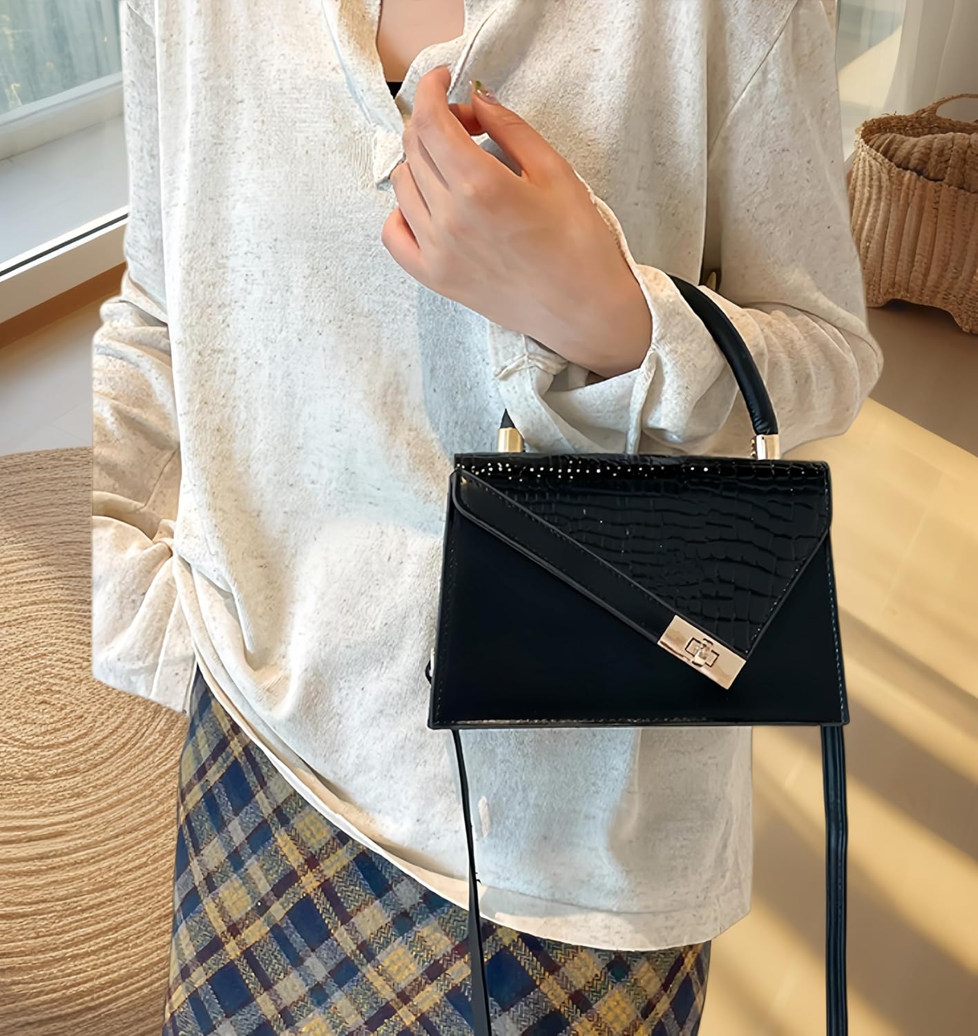 Women Small Crossbody Bags Shoulder Bag Classic Satchel, Women's Flap Shoulder Bag, Leather Satchel Bags for Women - Image 2