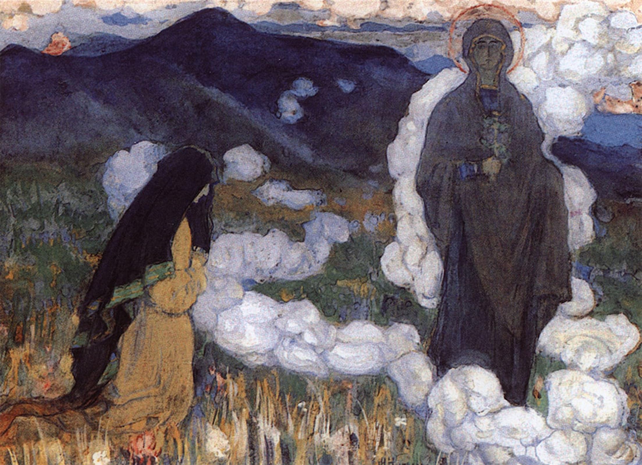 POSTERIIk Famous Animal Posters Vintage Picture l'apparizione della Vergine Mikhail Nesterov Modern Wall Decor for Home Decor 60x90cm
