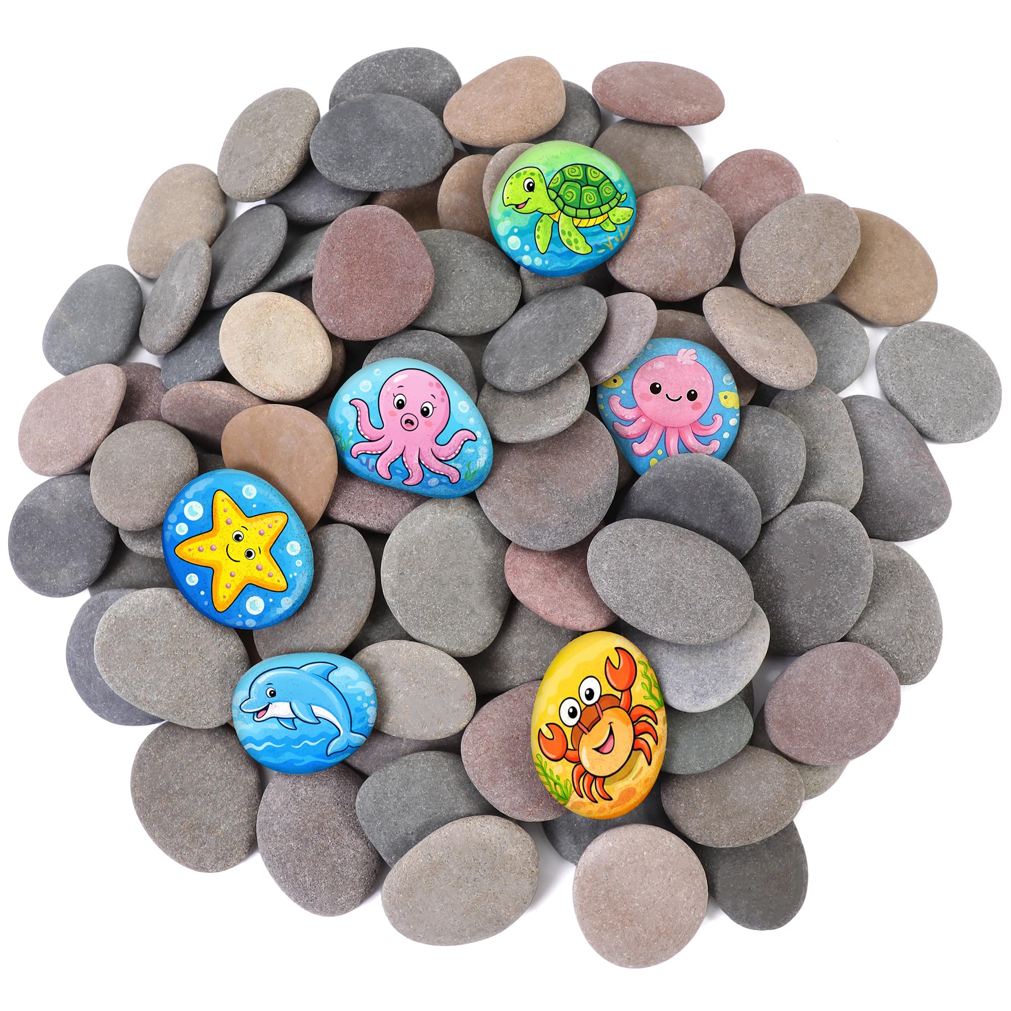 Rokraft 12 PCS Large 5.5-8.5 cm Smooth Natural River Pebbles for Painting, Flat Painting Rocks & Craft Stones for Kindness Pebbles, School Art Projects & DIY Crafts