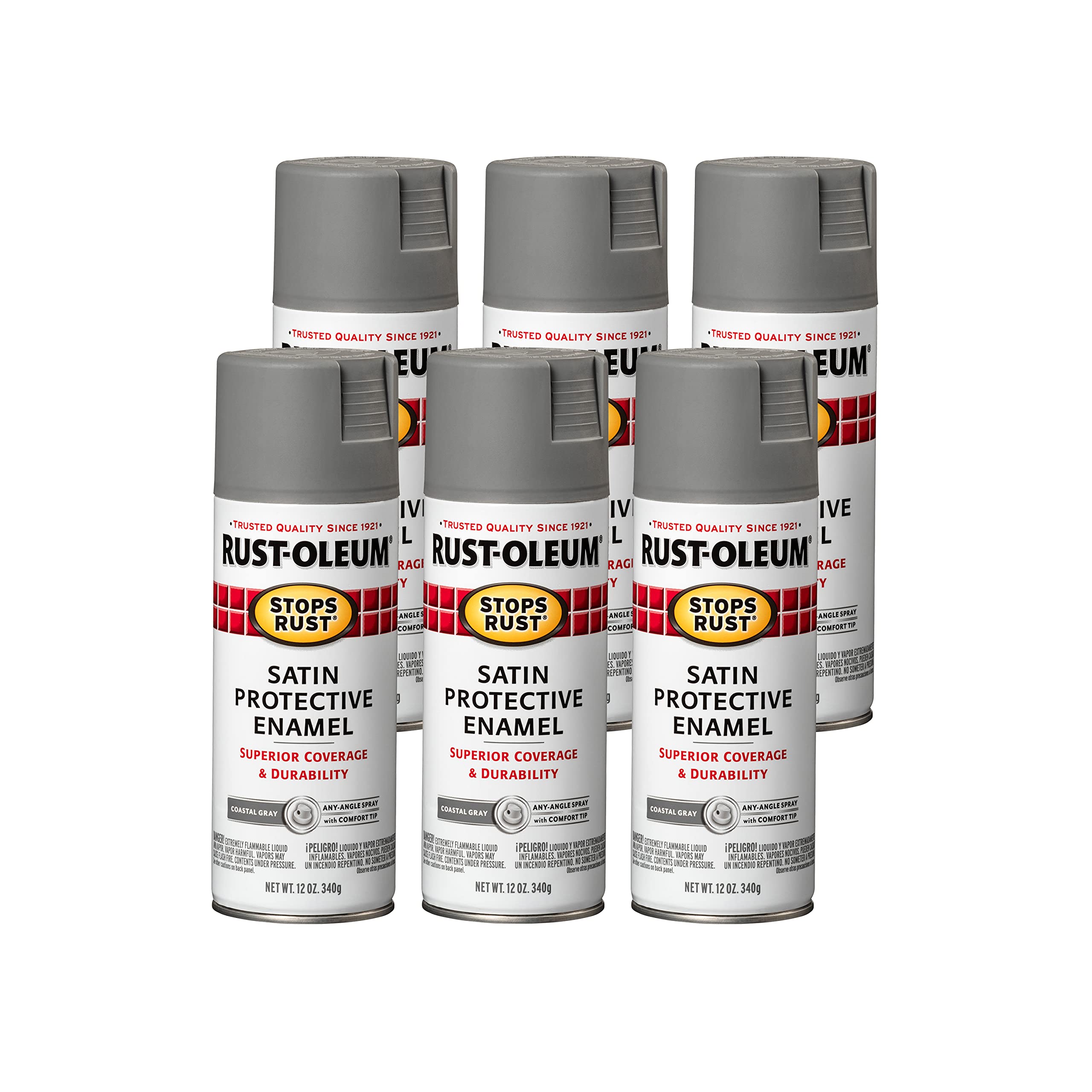 Rust-Oleum Stops Rust Spray Paint, Satin Coastal Gray