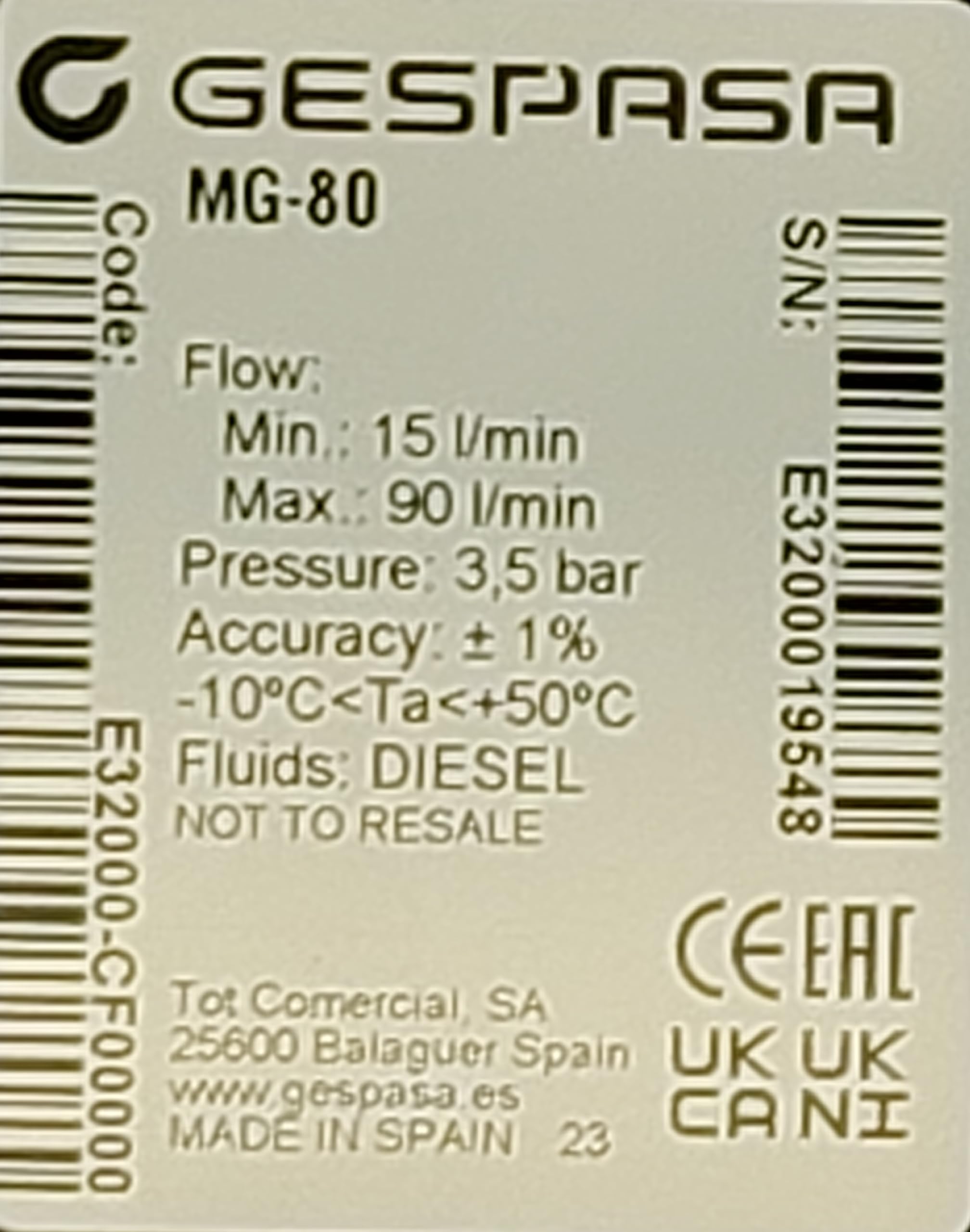 MG-80 · Medidor mecánico