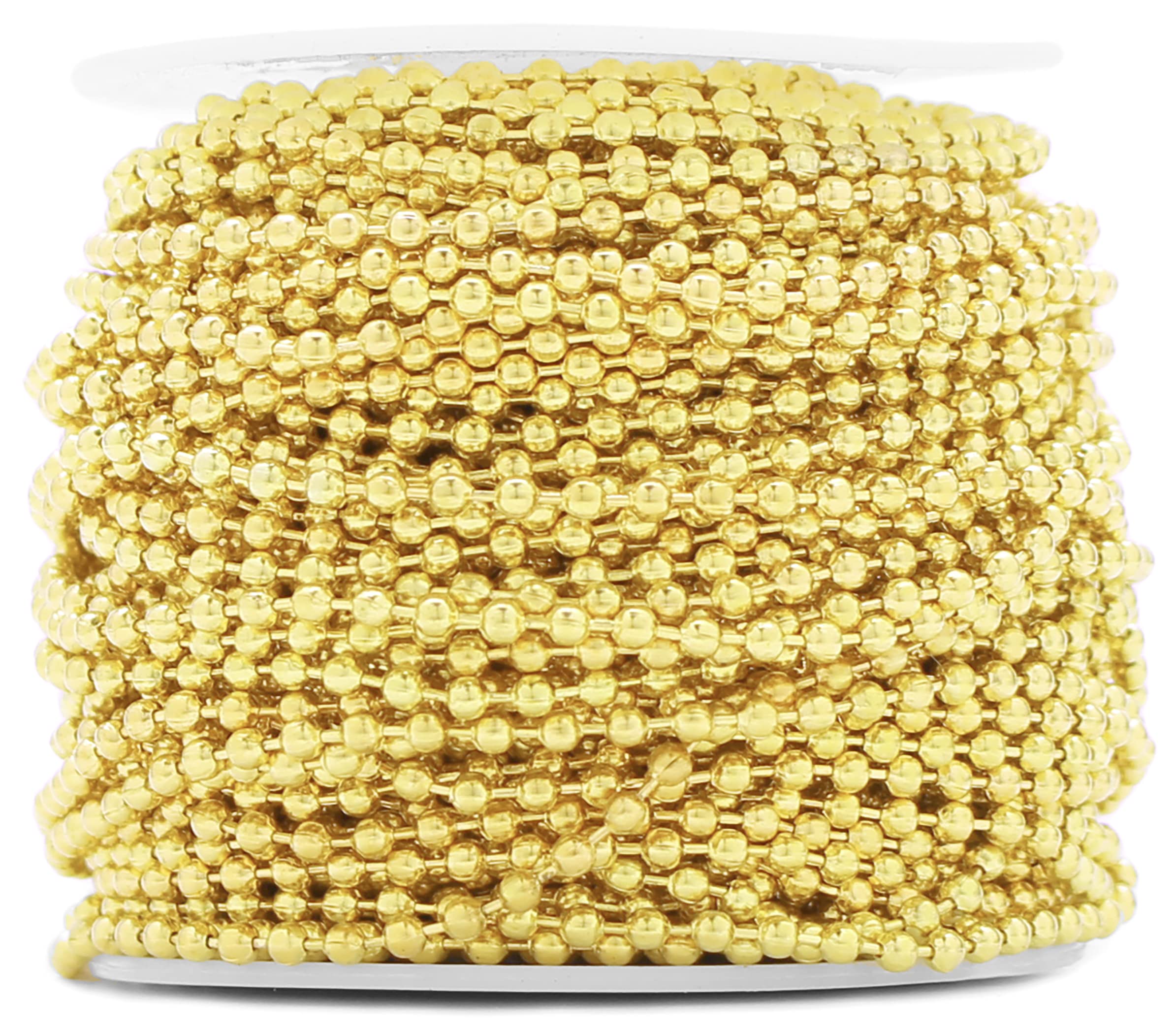 CleverDelights 2.4mm Ball Chain - Gold Color - 30 Feet - Bulk Spool