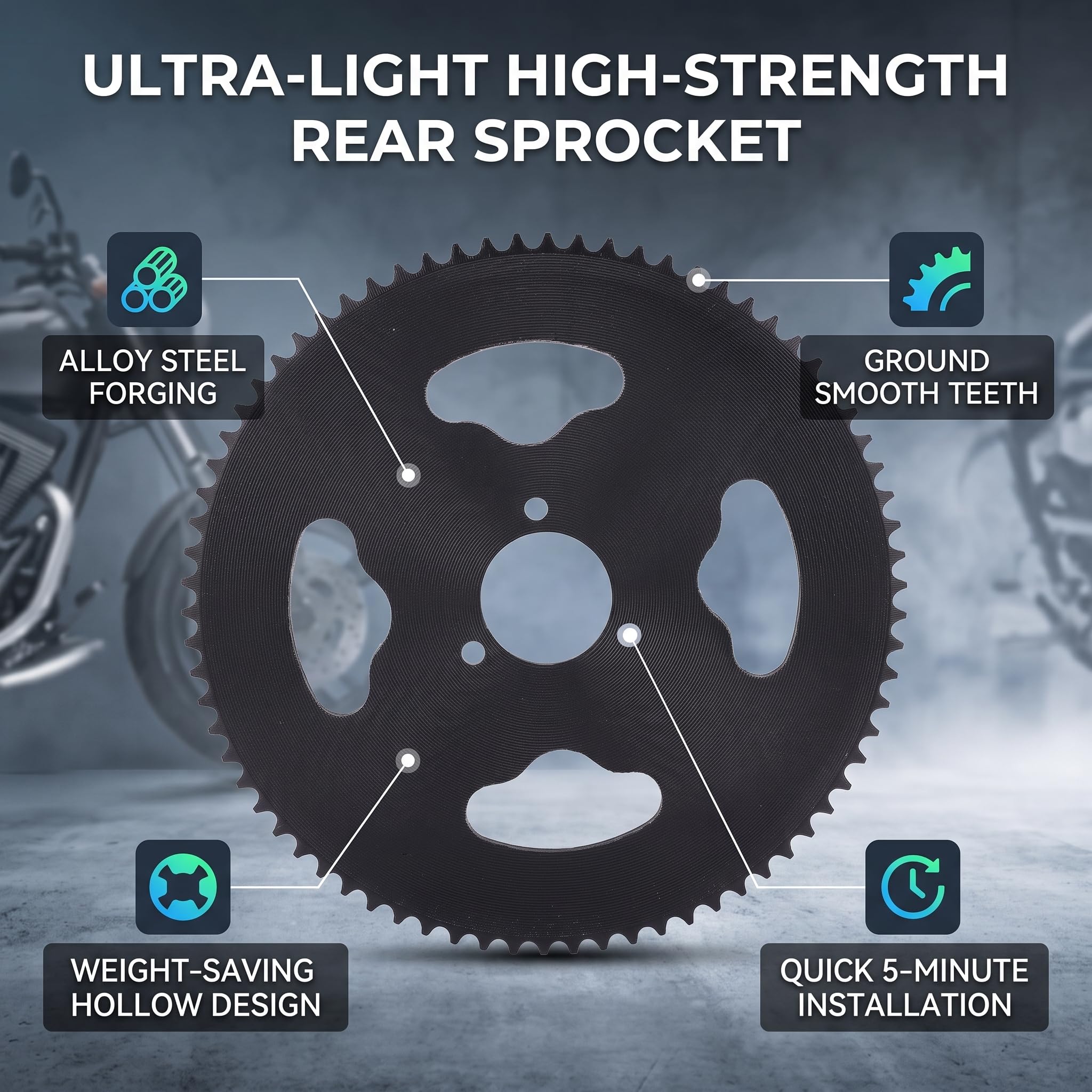 Pignon Moto T8F 74 Dents, Plateau Acier 35mm 3 Trous, Accessoire de Remplacement pour Quad et Véhicule Tout Terrain
