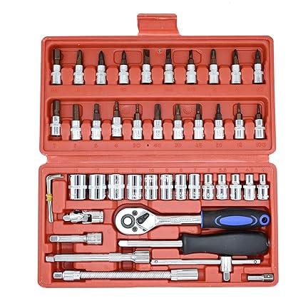 Paghadi Socket Set, 46 Pieces Spanner Socket Set 1/4