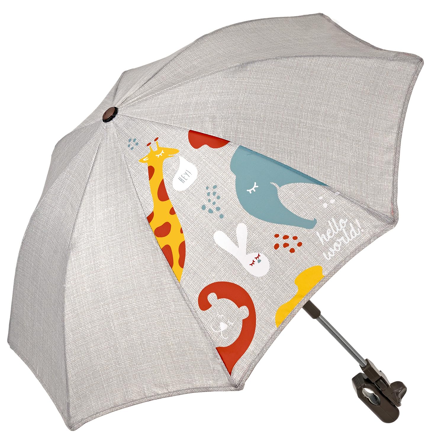 PERLETTI Uniwersalna Parasolka Przeciwsłoneczna do Wózka Anti-UV 50+ - Parasol Słońce Deszcz dla Niemowląt Dzieci ze Zwierzętami - Mini Parasolka Ręczna do Wózka Dziecięcego - Średnica 70 cm (Beżowy)