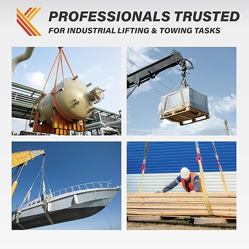 Miniatura 5 de Correa de 1 capa de correas de elevación de 1 x 4 pies, 1 paquete de correa de red resistente, aparejo móvil de remolque KODIAK STRAPS