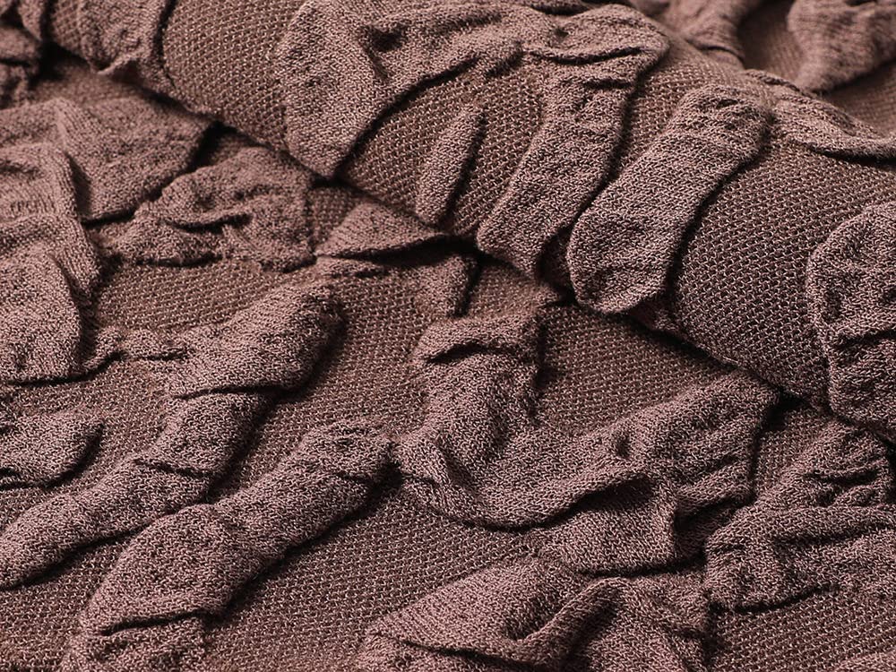 LUKX Rock Damen,Damen-Minirock Braun Elastischer Jacquard-Strick-Faltenrock Mit Hoher Taille Vintage A-Linie Swing Geraffter Eleganter Herbst-Winter-Kurzrock Für Mädchen Damen