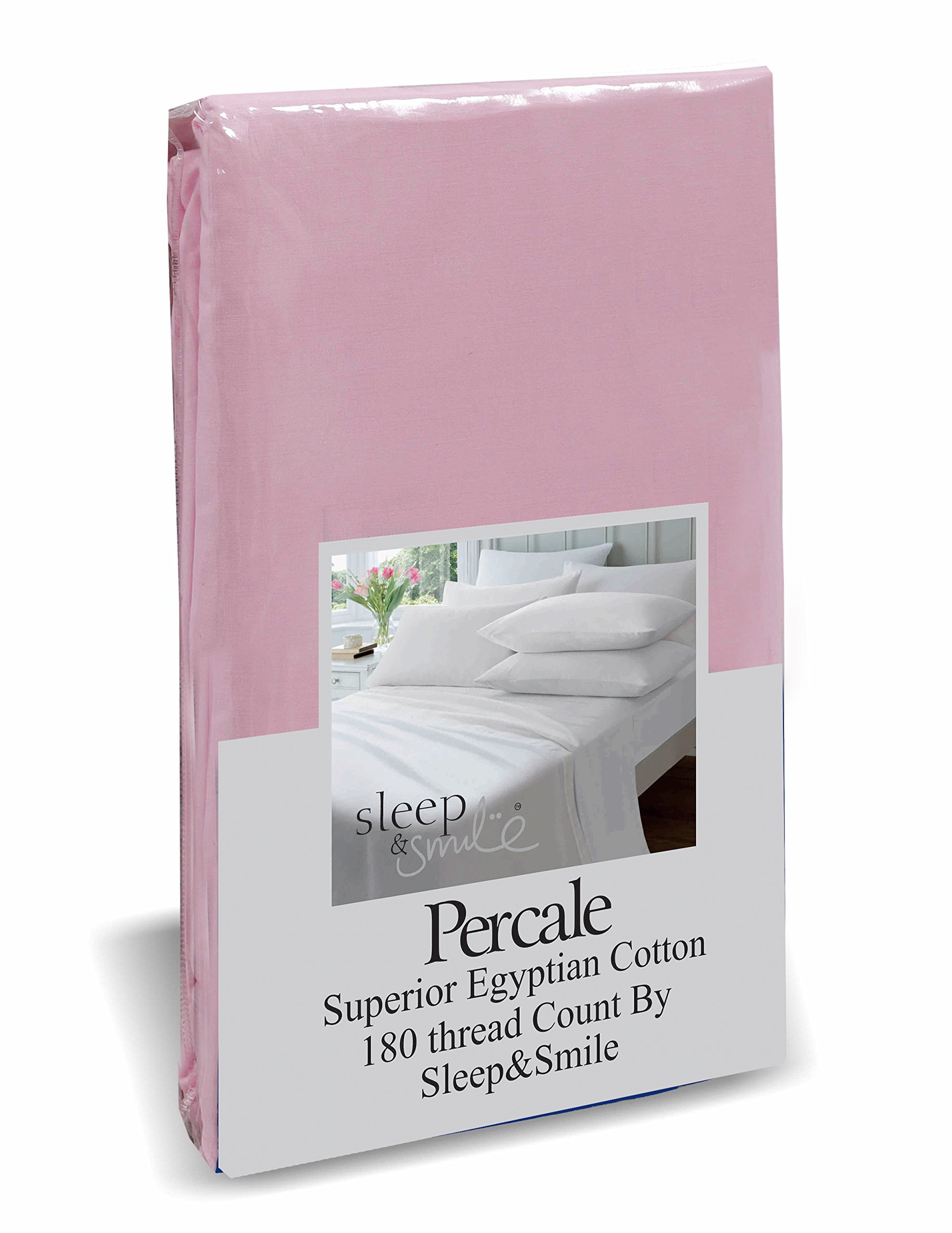 Sleep&Smile Bunk Size Baby Pink Percale Superior Egyptian Cotton Fitted Sheet 180 thread Count Baby Pink