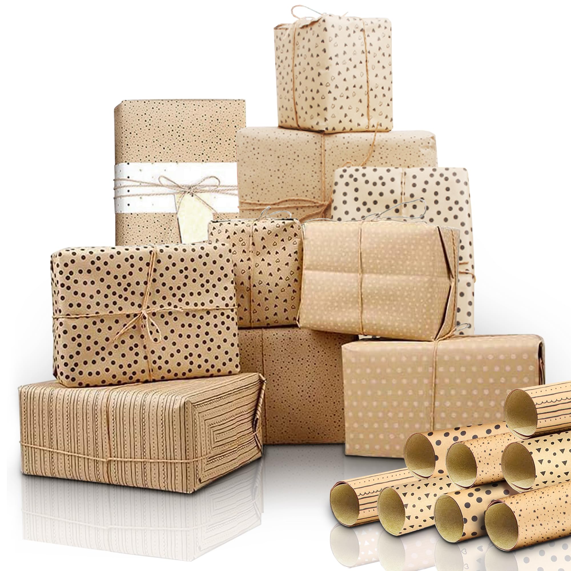 Carta Da Regalo Kraft Vintage ARKRAFT - 2 Fogli 128x88 Cm | Robusta E Made In Italy - Foto 5