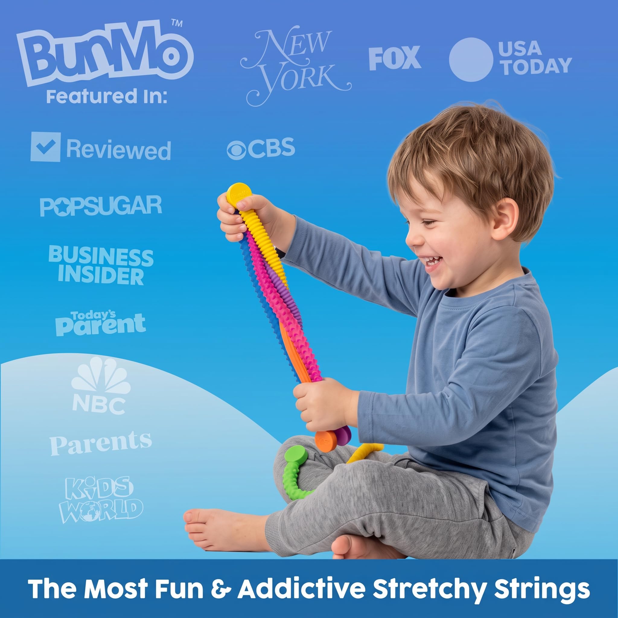 BUNMO Stretchy Strings - Sensory Toys - Stimulating & Fun Sensory Toys for Kids - Fidget Toy - Hours of Fun for Kids - Non-Mouthable Toy 3+ - Textured 6 Pack — Amazon image 7