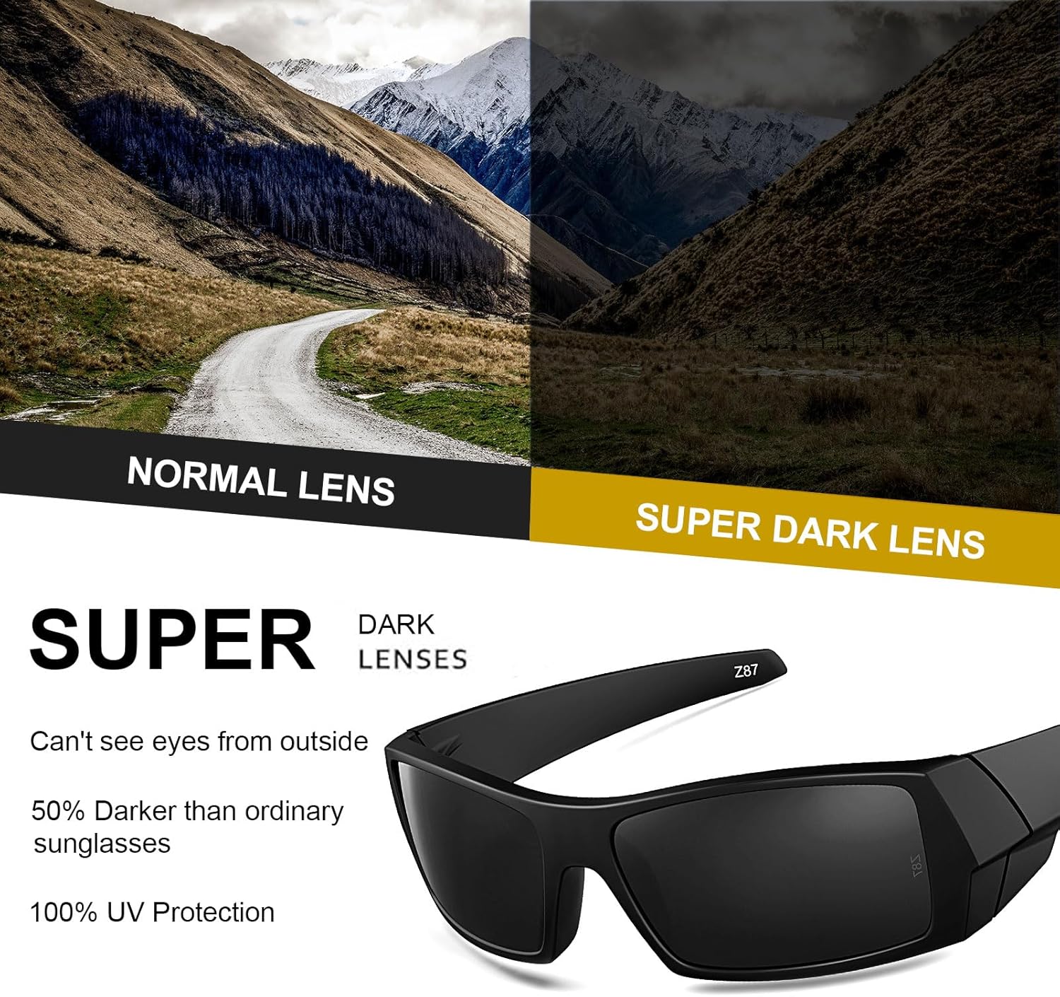 WISTON Z87 Sunglasses Wrap Around Sunglasses for Men Rectangular Safety Glasses UV400 for Sport Working 8231 - Image 4