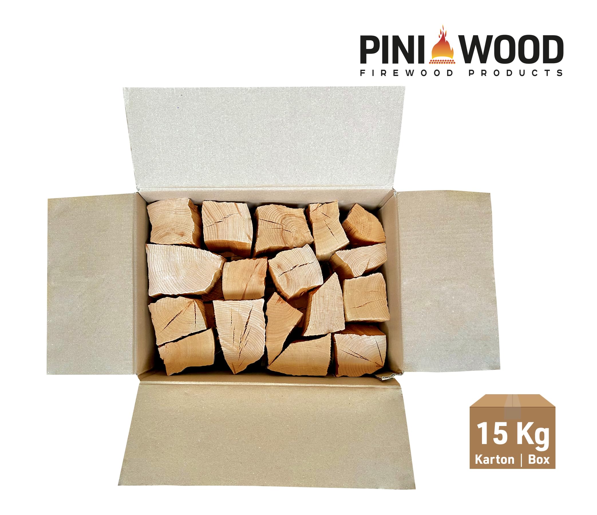 PINI Faggio Legno da affumicatura senza corteccia, 15 kg per affumicatoio e barbecue