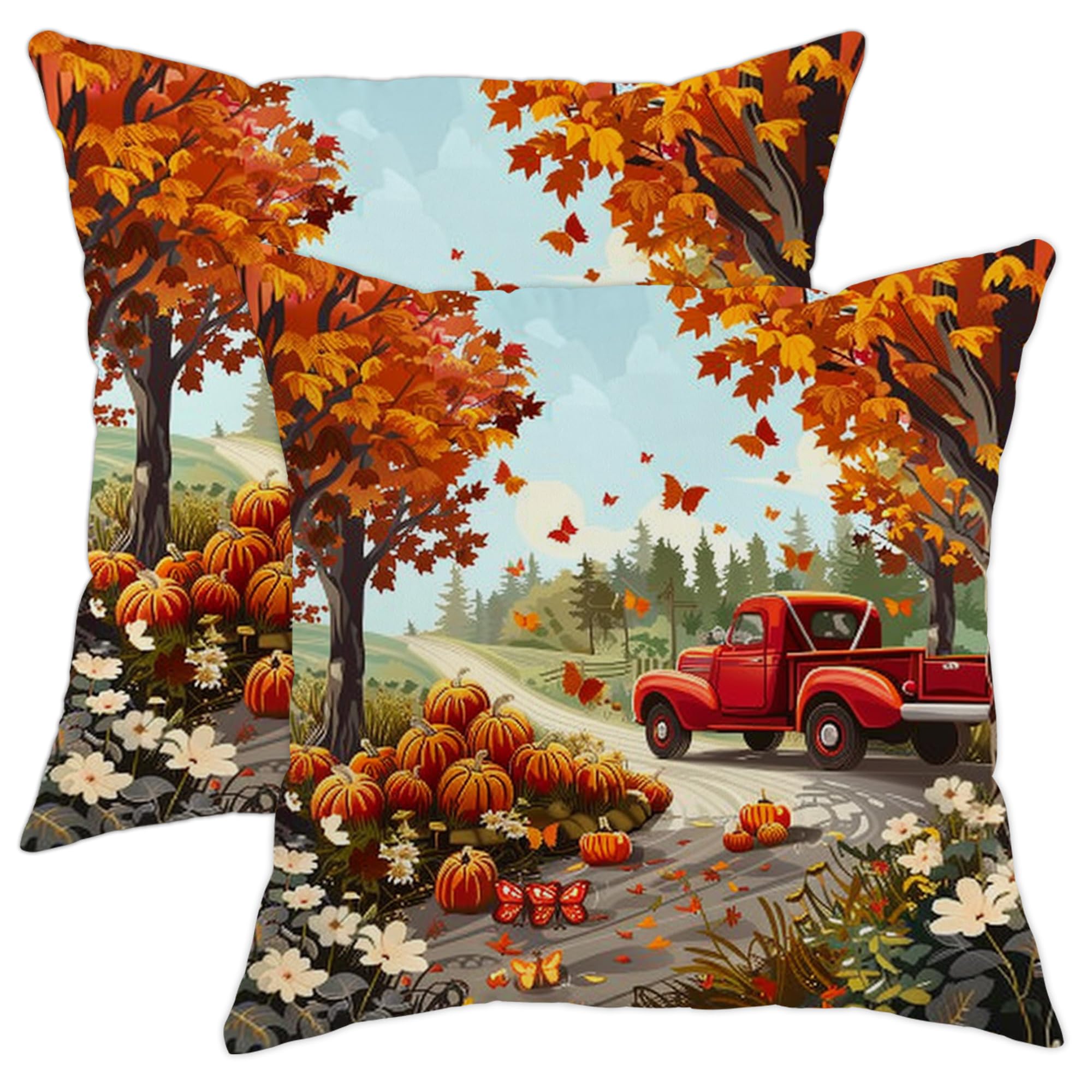 Juego De 2 Fundas De Alohada De Otoño De 12 X 20 Pulgadas, Decoración De Otoño, Hojas De Arce Y