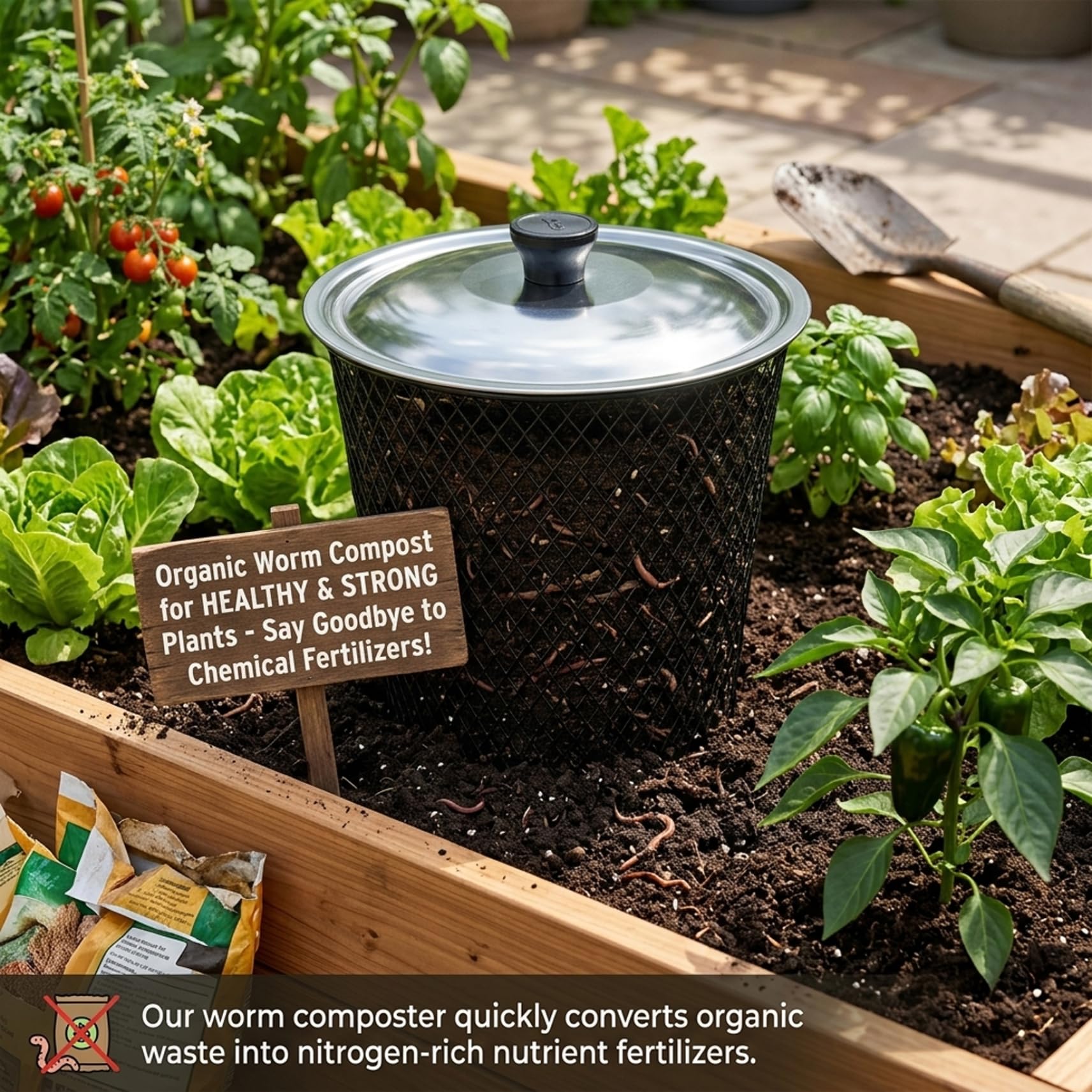 Compostador de lombrices con Tapa, Cubo de compostaje subterráneo de Malla metálica de 6 Piezas para residuos de Cocina y jardín, Cubo de compostaje para Exteriores Que favorece, Negro, 23 cm