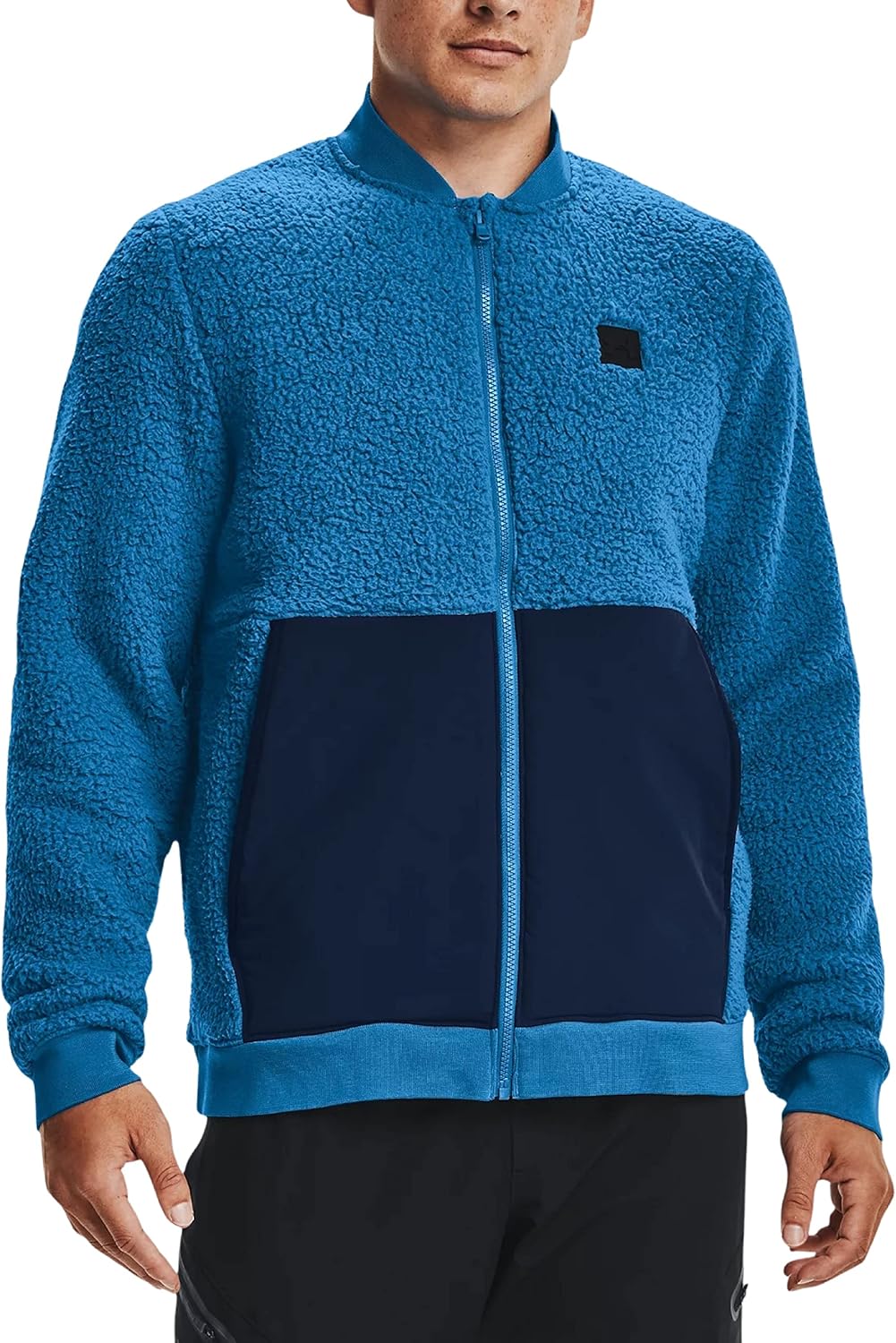 Under Armour Men's UA Sherpa Bomber Full Zip Jacket (US, Alpha, Medium, Regular, Regular, Photon Blue/Academy-406)