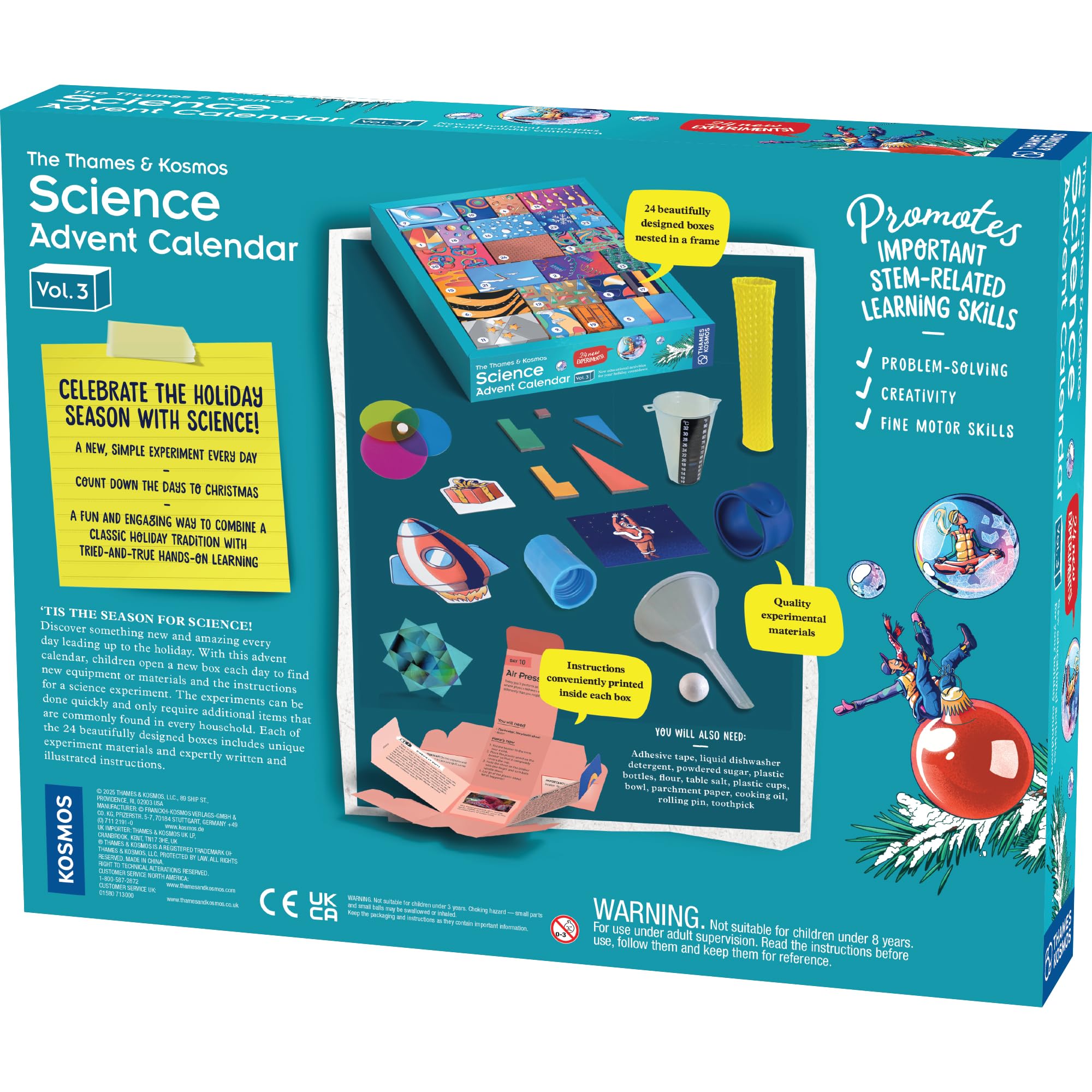 The Thames & Kosmos Science - Calendario dell'Avvento Vol 3, 24 esperimenti giornalieri STEM in chimica, biologia e fisica, conto alla rovescia per le celebrazioni delle vacanze invernali | Tradizione