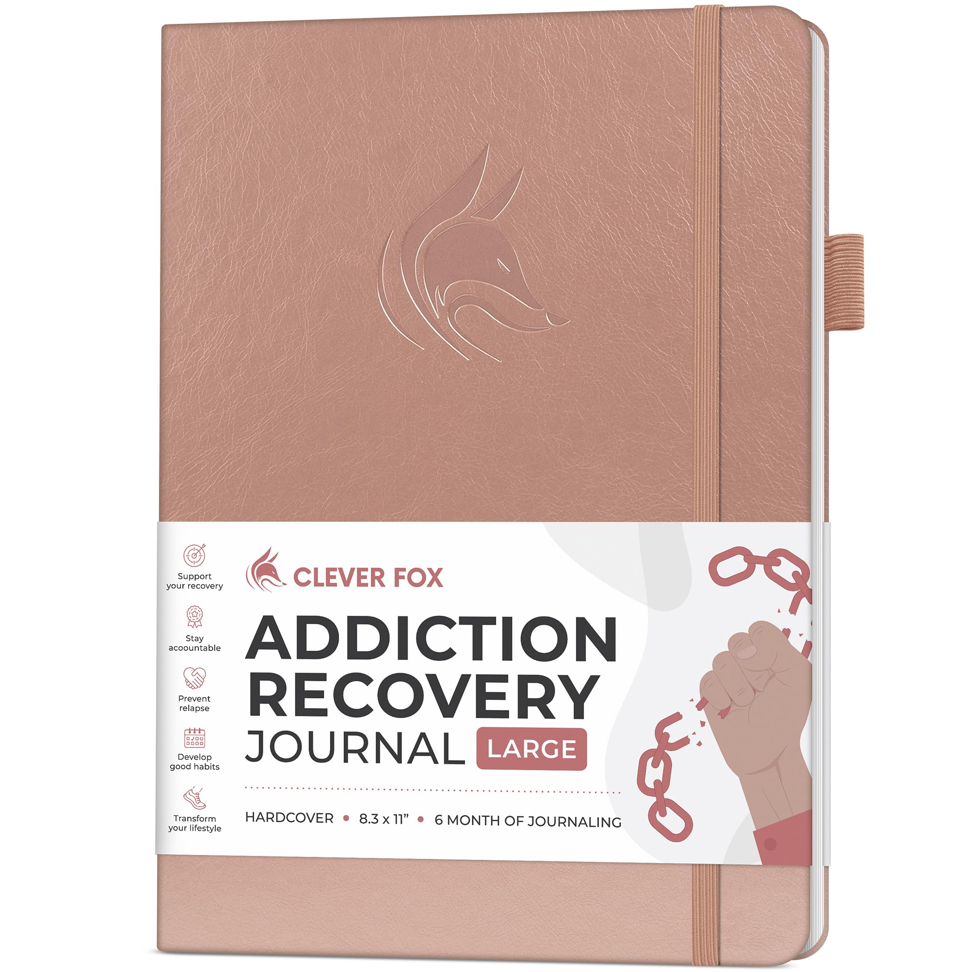 Clever Fox Addiction Recovery Journal Large – Guided Sobriety Workbook for Alcohol, Drug, Gambling, Eating & Other Addictions – Daily Planner to Support Recovery Progress, 8.3x11” (Rose Gold) — image 1