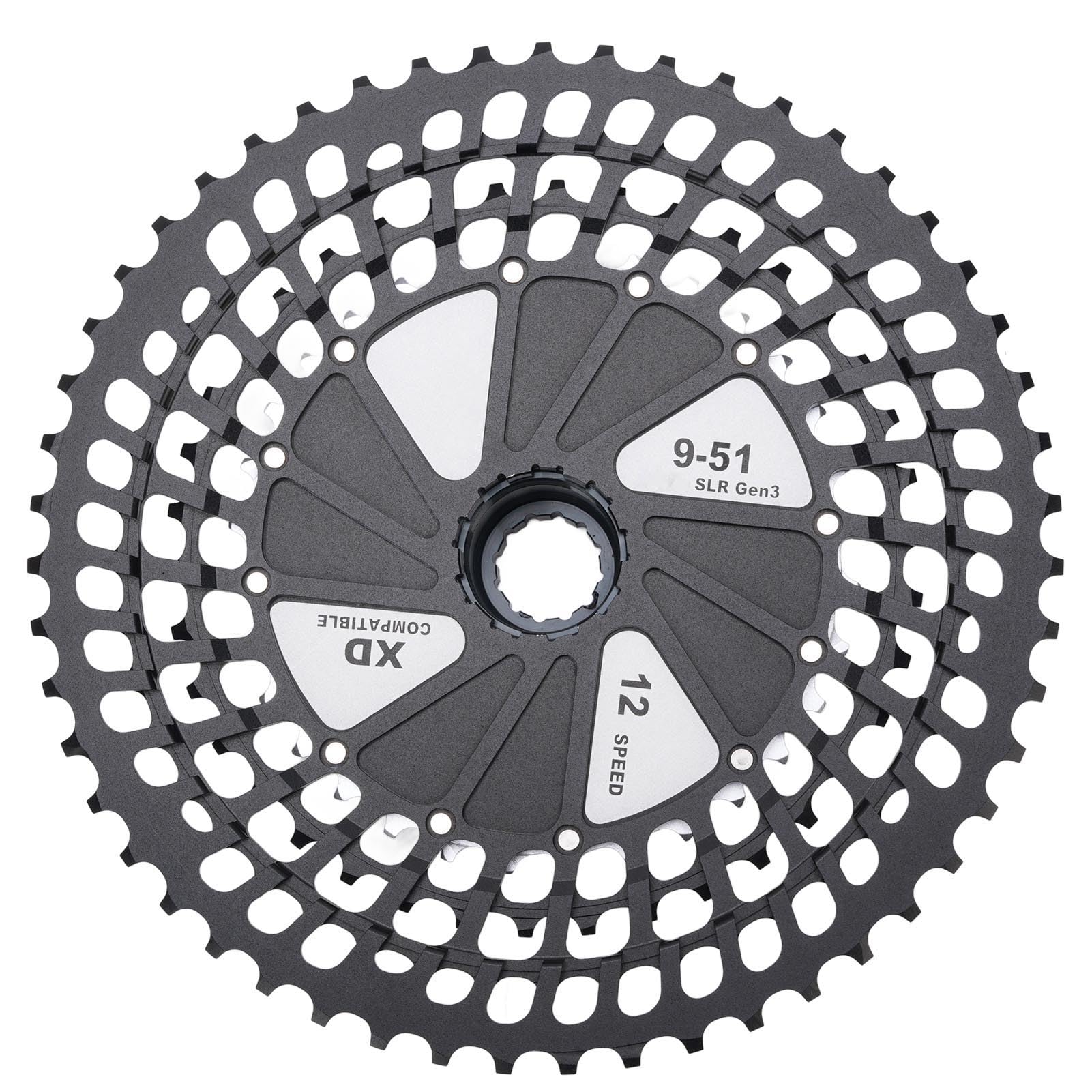 Dilwe Cassette de 12 Velocidades Casseta de Bicicleta de 12 Velocidades Casete de Bicicleta de Montaña de Casete de Aluminio Ultra Ligero Acero para Desplazamiento Liso con Relaciones de Marcha