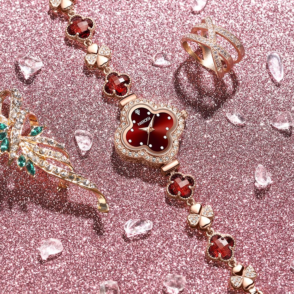 NIBOSI Armbanduhr für Frauen, Armband, Kristall, Diamant, Armreif, Damen, klein, modisch, luxuriös, dünn, wasserdicht, Quarz, Mädchen, Ehefrau, Geschenke, grüne Armbanduhr