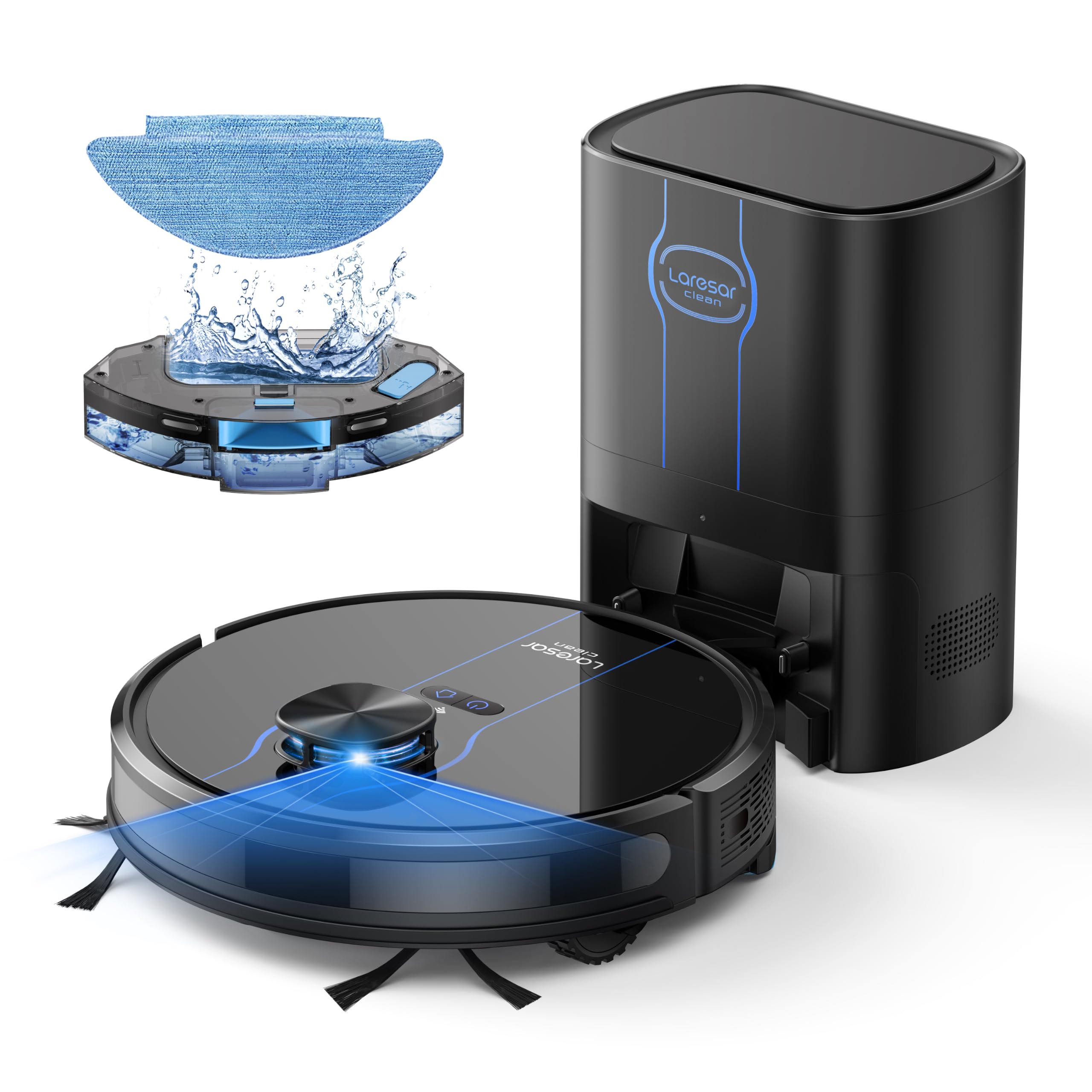 Laresar Clean Robot Vacuum Cleaner with Mop 10,000Pa, Robot Vacuum LiDAR Navigation, Robot Hoover and Mop Self-Emptying, 60 Days of Hands-Free Robotic Vacuums, L6 Nex