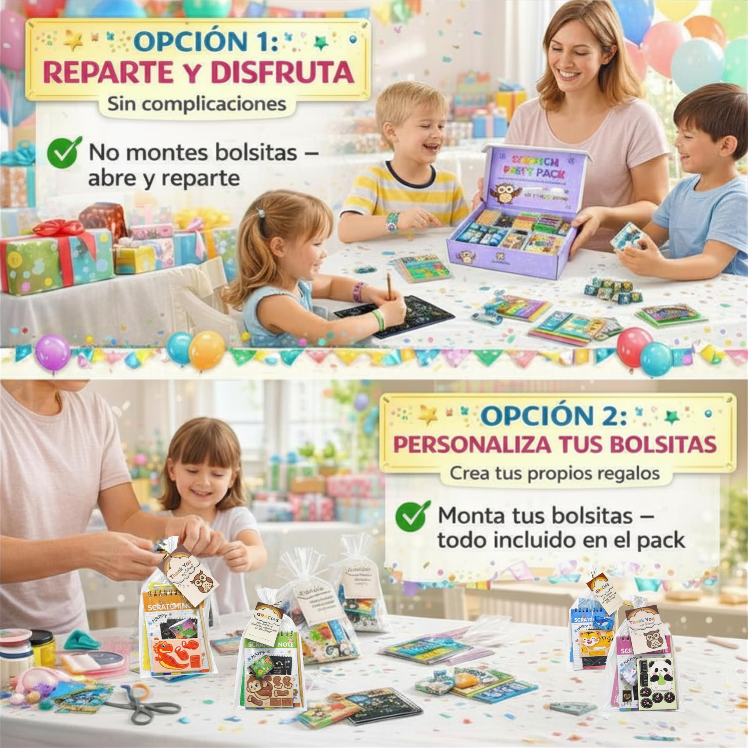 EL MOCHUELITO Regalos Cumpleaños Niños Colegio – Pack 24 Invitados con Bolsas Individuales, Pulseras Silicona Slap, Puzzle 3D y Scratch Art – Detalles Cumpleaños Infantil Repartir o Crear Bolsitas - 3