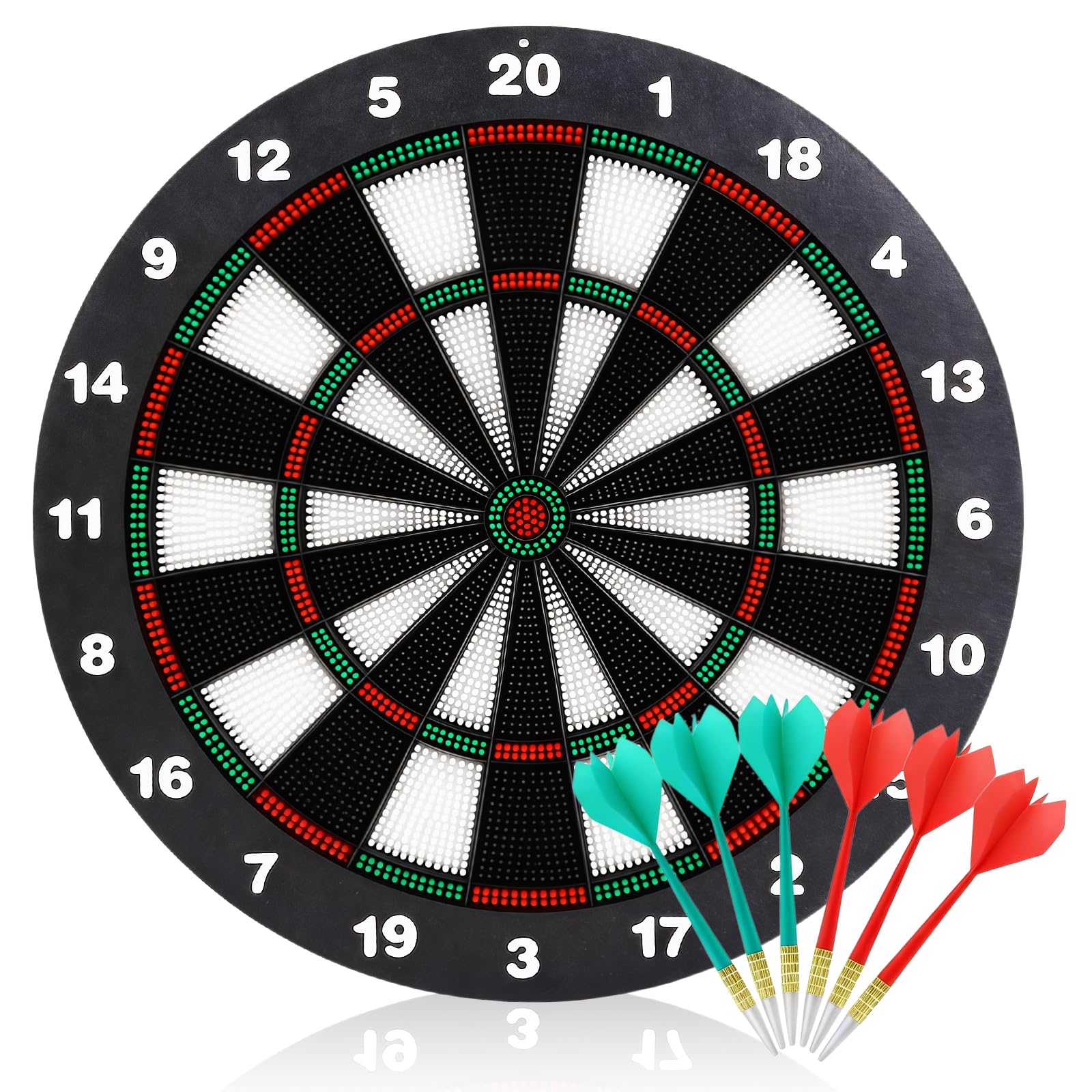 Safety Dart Board, Soft Dart Board Set for Adults, Dart Board with Stand﻿,with 6 Soft Tip Darts, Very Suitable for Family Gatherings, Parties, Birthdays, Outdoor Activities, Bars