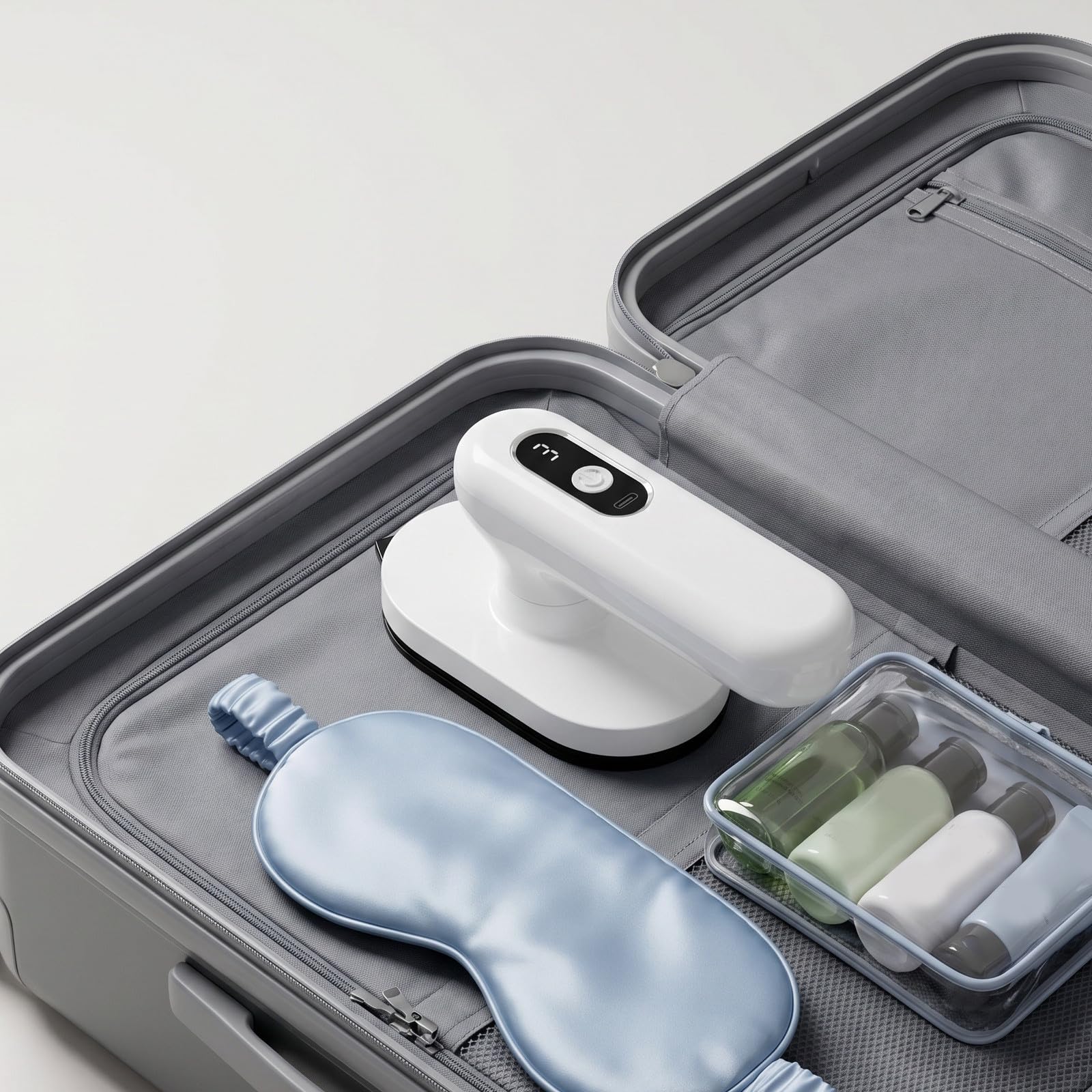 Plancha con Mango Giratorio Portátil Inalámbrica de Color Claro 3 Ajustes de Temperatura y Protección para Prendas Delicadas para Viaje y Hogar