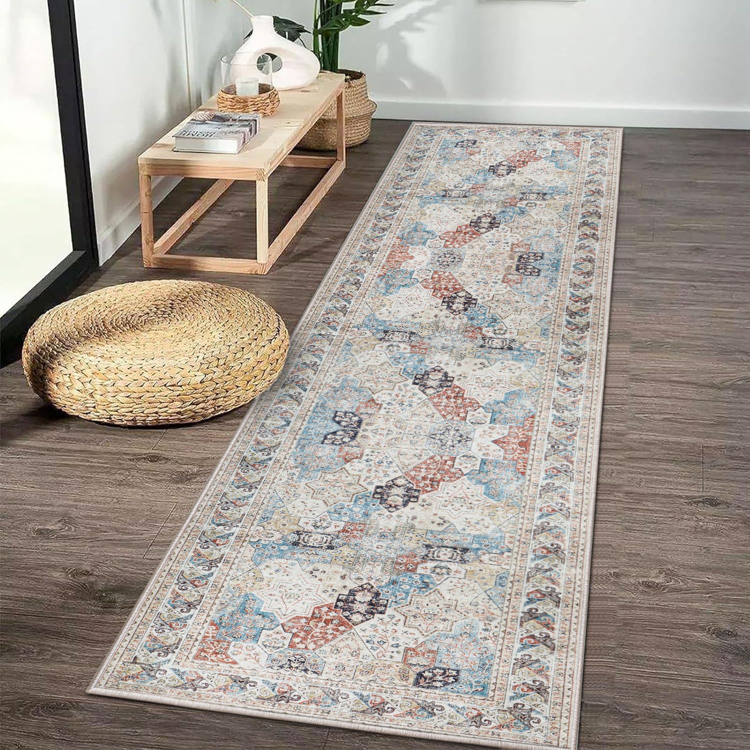 Aspire Homeware Machine Washable Hallway Runner Sage Green Rug 60x220 cm Ember Soft Touch Premium Quality Rugs for Living Room, Non Slip Carpet Runners for Bedroom, Dining Room Kids Room