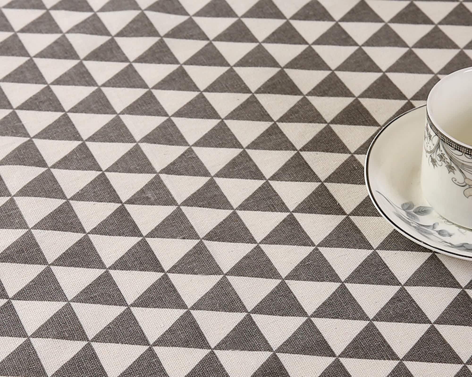 Tovaglia Cotone Rettangolare, Tovaglia per Comunione Grigio Triangolo Copritavolo 140X180CM per Soggiorno Cucina
