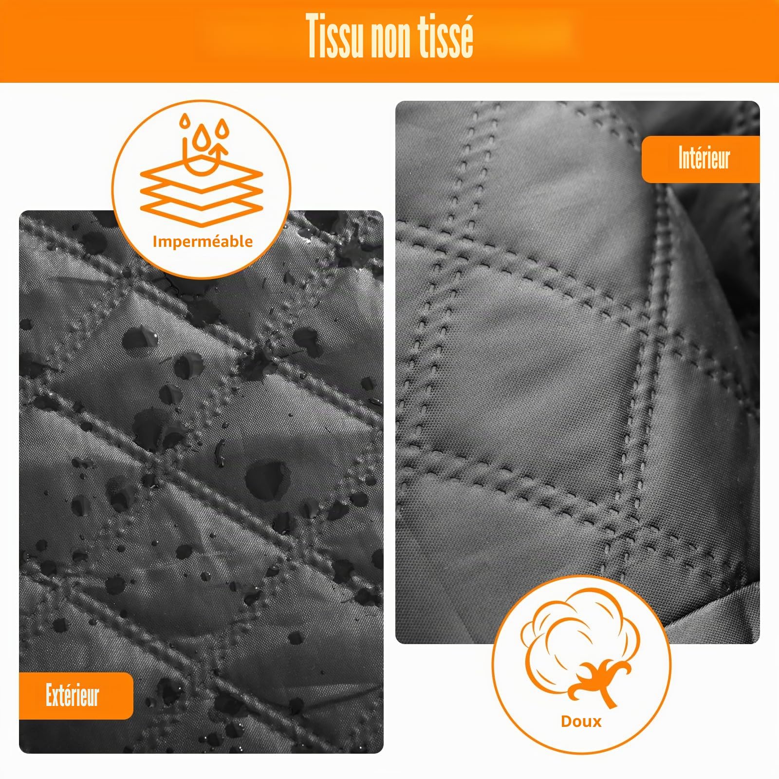 Housse de protection pour pare-brise de voiture - En tissu Oxford 600D - Accessoire d'hiver de voiture - Protection 3 en 1 pour pare-brise, capot et rétroviseurs latéraux - Pour petites voitures