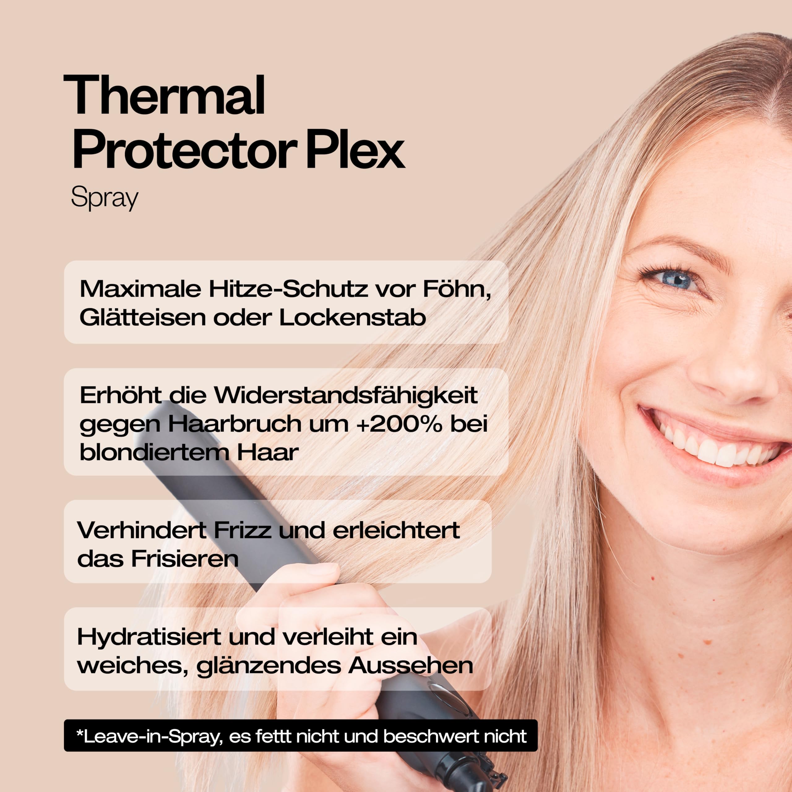 abril et nature - Hitzeschutz Plex, STOP Haarbruch - Ideal für trockenes und/oder geschädigtes Haar - Schützt das Haar vor Glätteisen und Föhnen - Mit reparierendem Keratin - 200 ml