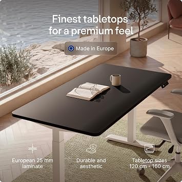 Desktronic HomeOne Standing Desk 120x60cm – Dual Motor Electric Height Adjustable Desk with USB & USB-C Charging, 3 Memory Presets & Touchscreen Controller – Home Office