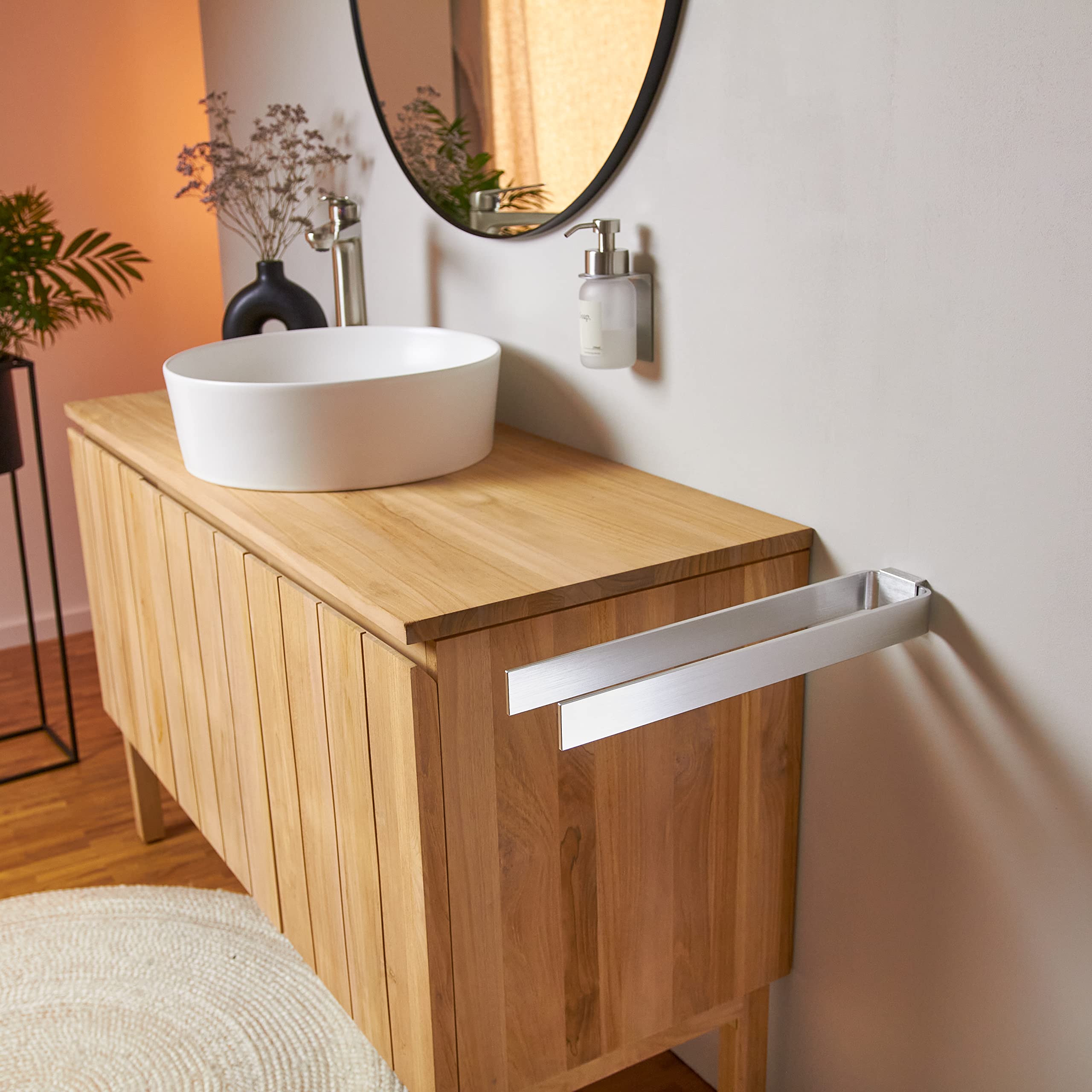 Porta asciugamani bagno da parete 2 barre 42 cm grigio Design Amburgo