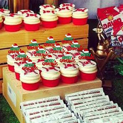 Vista 18 de Rsstarxi Paquete de 30 adornos navideños para cupcakes de hombre de jengibre con purpurina para baby shower, decoración para temática de Feliz