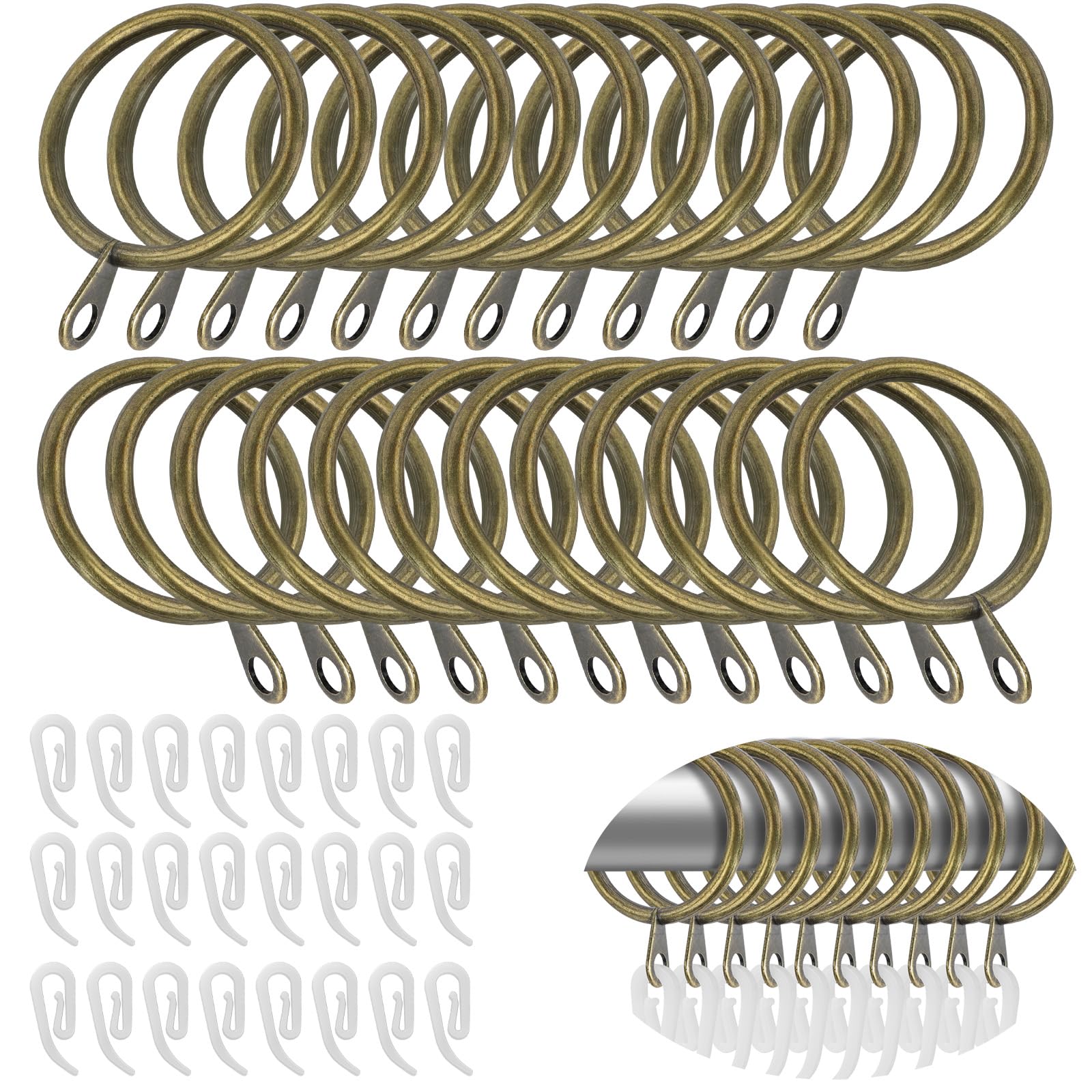 Alaoo 24Packs Curtain Rings with Eyelet, Bronze Curtain Rings