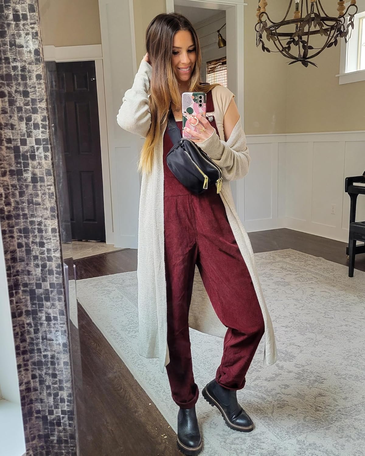 luvamia Corduroy Overalls for Women Adjustable Straps Fashion Bib Overall Jumpsuit with Pocket Tapered Leg Trendy 90s - Image 4