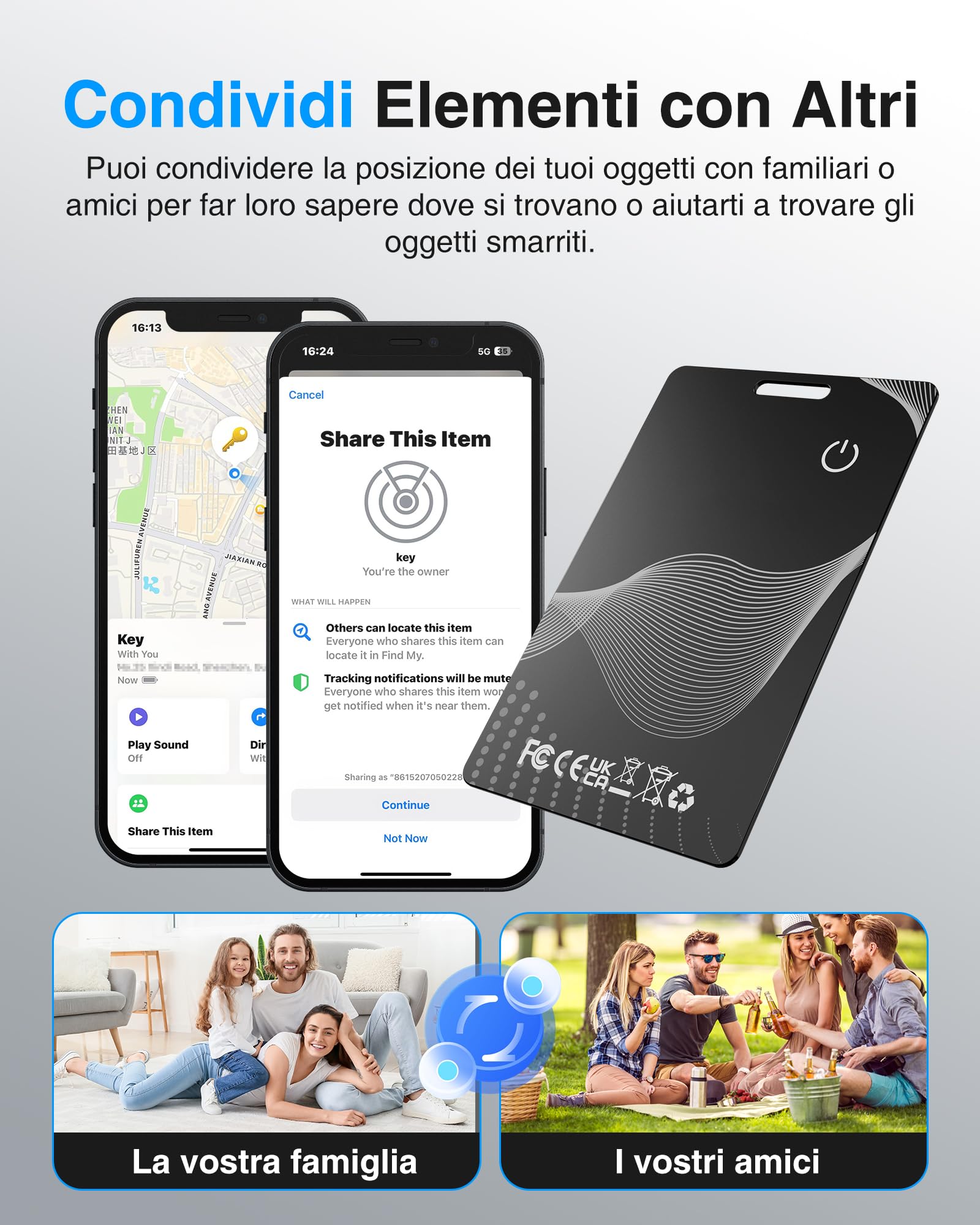 Smar Wallet Tracker Tag Card - 1.5mm Localizzatori GPS Compatibile con Apple Dov'è (Solo iOS 14.5+), Ricarica Wireless, Impermeabile, Localizzatori Bluetooth per Portafoglio, Borse, Bagagli