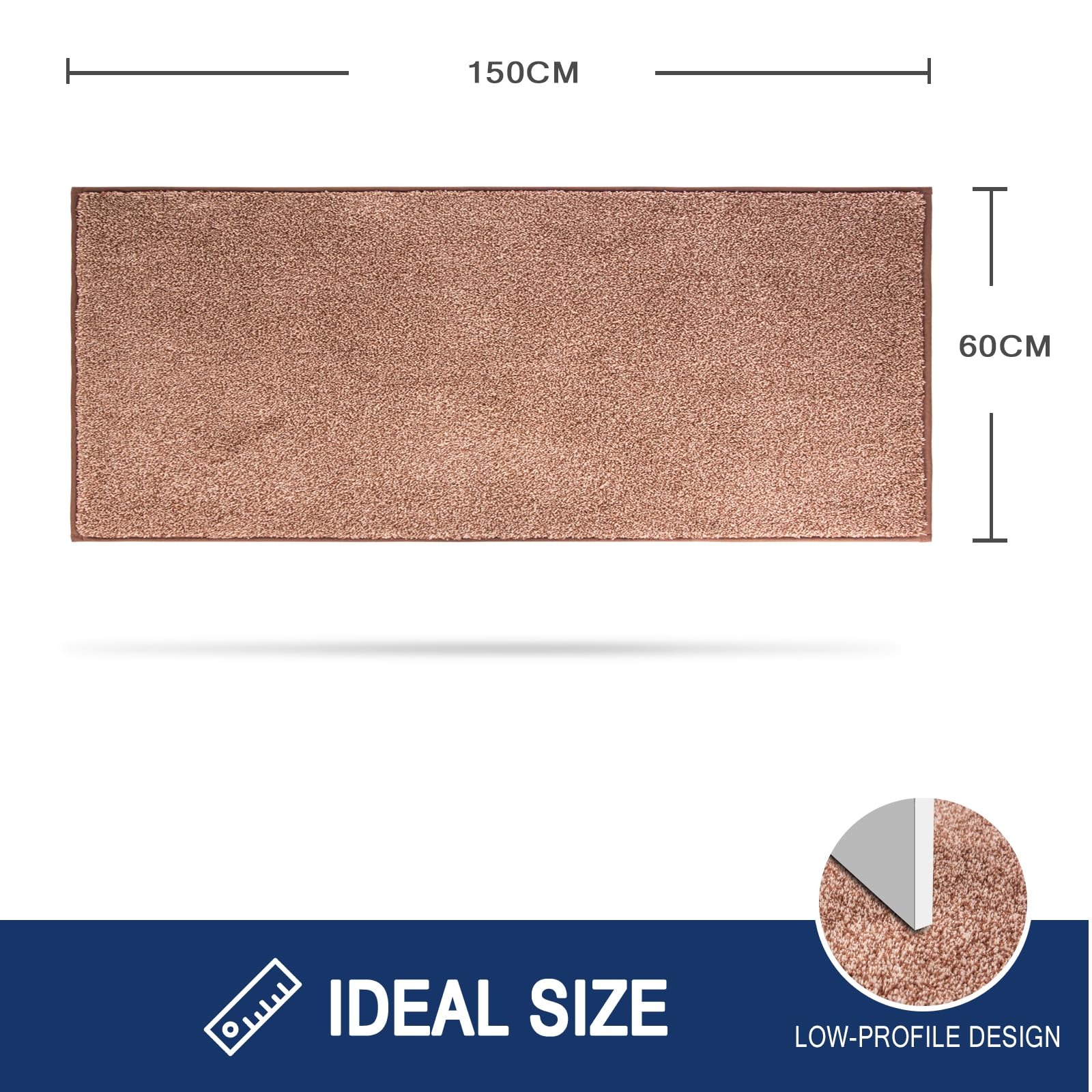 FCSDETAIL Zerbino Interno Lungo 60 x 150 cm, Tappetino Antiscivolo e Lavabile in Lavatrice, Tappetino d'Ingresso Assorbenti per Cane, Ingresso, Porta, Corridoio, Cucina