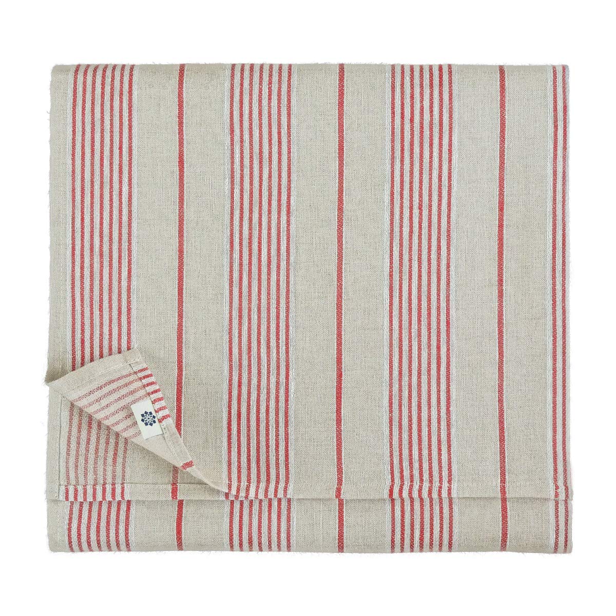 Linen & Cotton - Mantel ULLA Muy Elegante de Tela, Diseño de Rayas Rojas - 100% Lino (150 x 300cm)