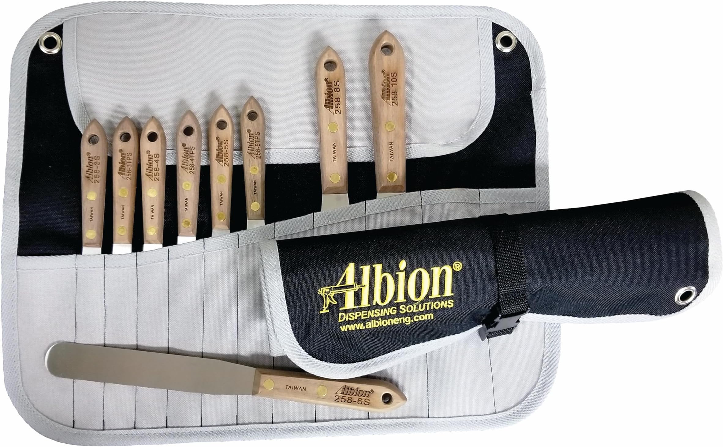 Albion Engineering 258-G01 9-Piece Classic Spatula Set in Tool Wrap