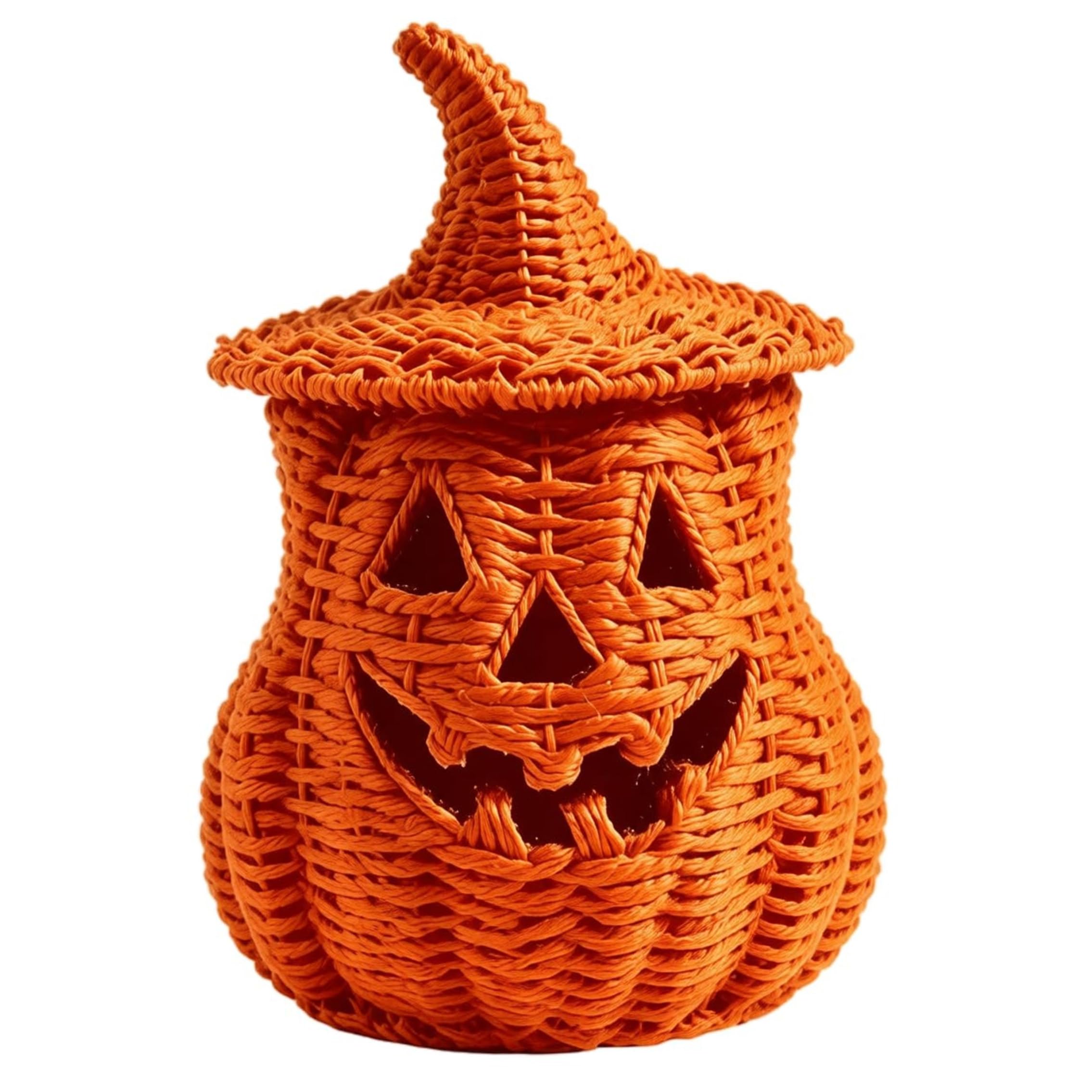 Witch Hat Lid Wicker Pumpkin Lamp (natural)