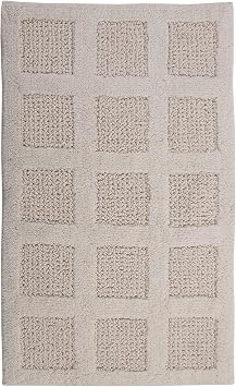 Knightsbridge Square Honeycomb 100% Cotton Reversible Bath Rug 17 X 24 Ivory