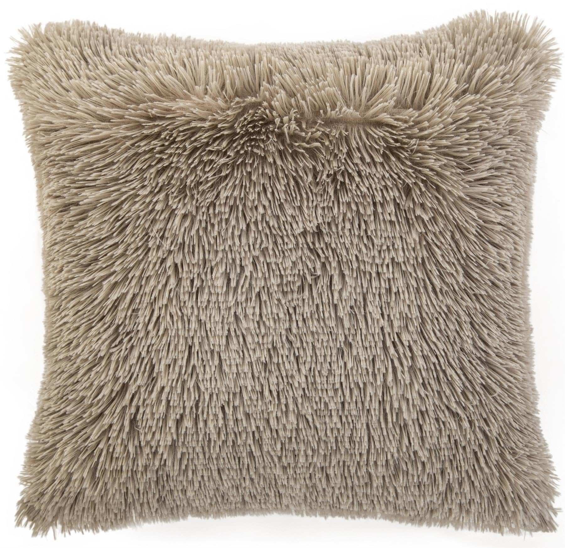Adore Home Long Pile Super Soft and Cuddly Shaggy 17x17 (43x43cm) Cushion Cover (Mink)