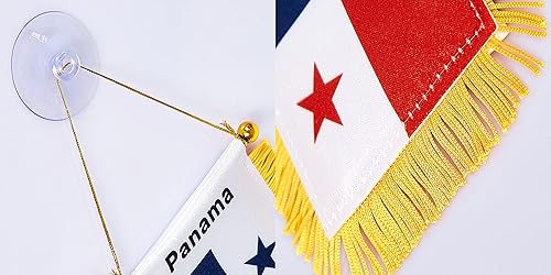 Miniatura 3 de WXTWK Bandera de Panamá de 3 x 5 pulgadas, bandera panameña para colgar en la ventana, pequeñas banderas para automóvil, decoración de espejo