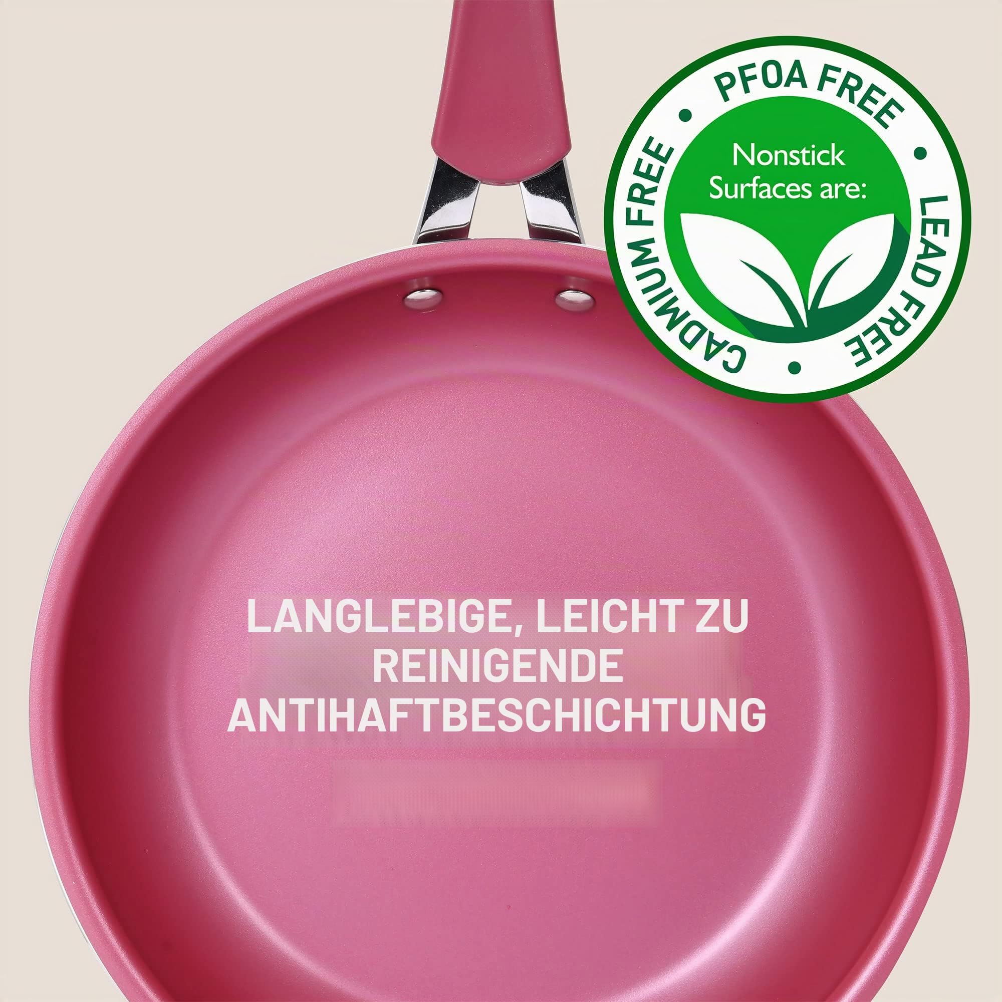 NutriChef Metallisches Antihaft-Keramik-Kochgeschirr-Set mit Deckel und Utensilien, 20-teiliges Set, Marron Pink