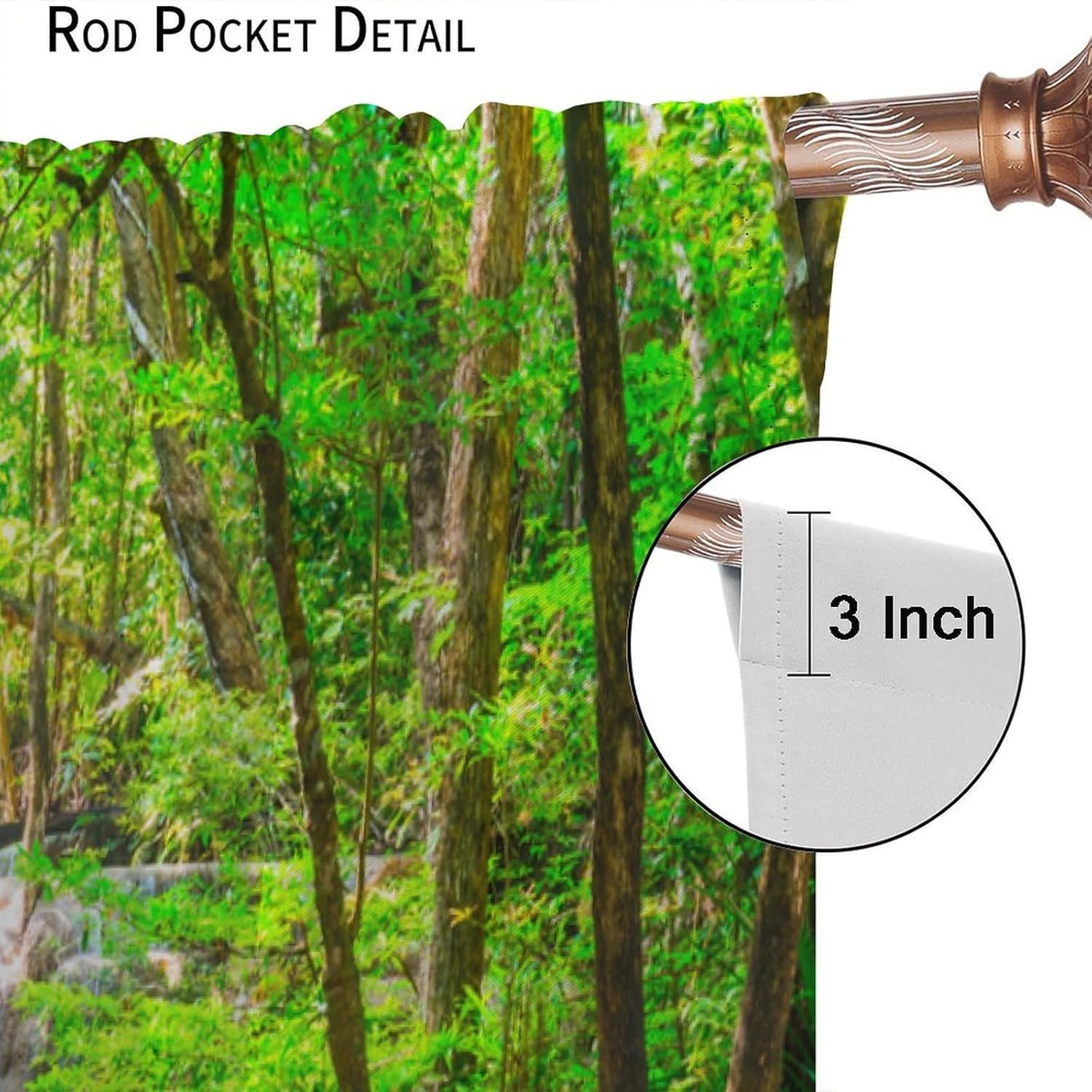 Nature Waterfall Blackout Curtains，Jungle Forest Stream River Outdoor Spring Natural Scenery Pattern Drapes Window 2 Panel Rod Pocket Curtain for Bedroom Living Room Decor 21" W X 45" L