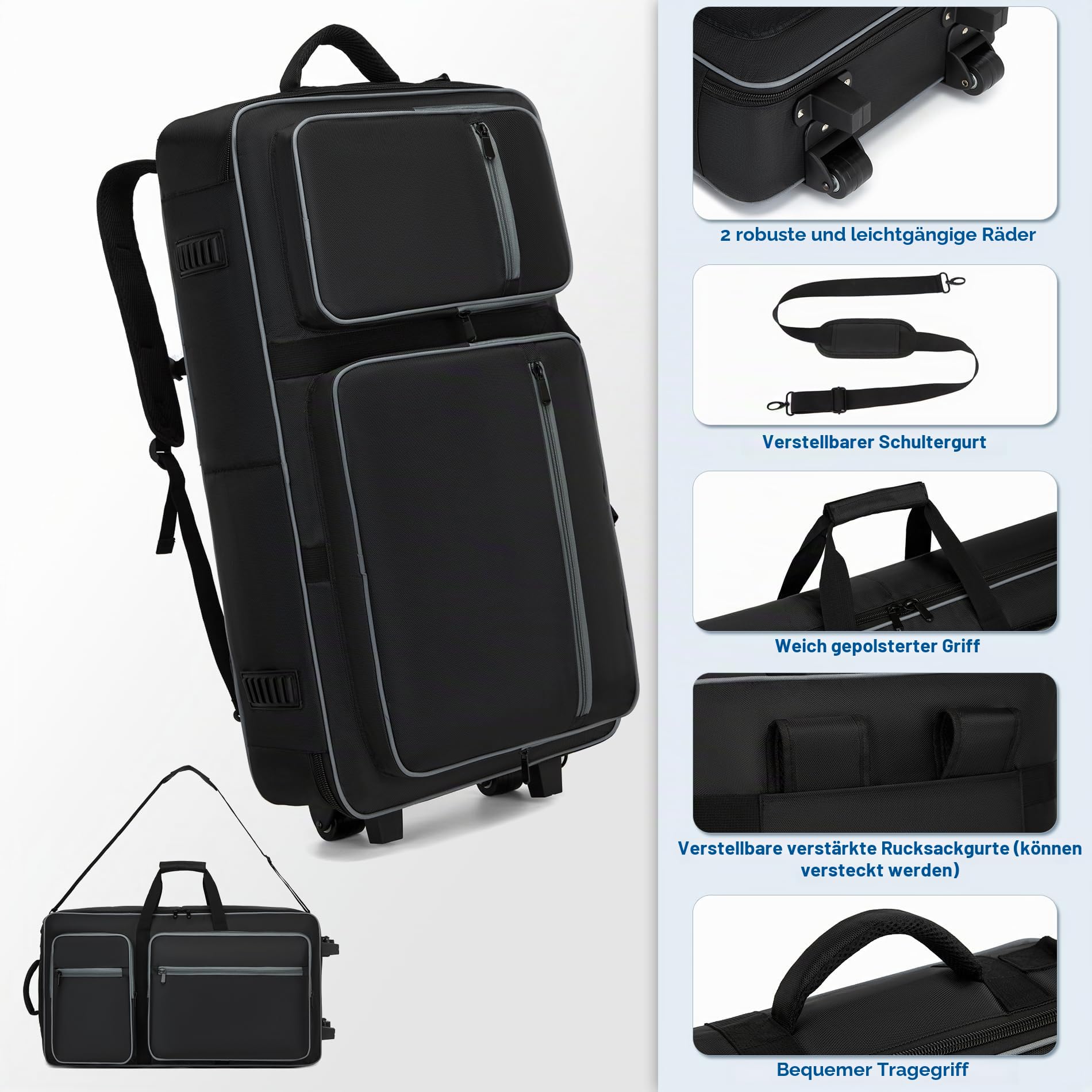 DJ-Tasche mit Rollen, kompatibel mit DDJ FLX10/1000/1000SRT/REV7/REV5/SCLIVE 4, DJ-Controller-Tasche für Pioneer DJ-Ausrüstung, DJ-Controller-Tasche mit Mehreren Taschen für DJ-Zubehör, weicher