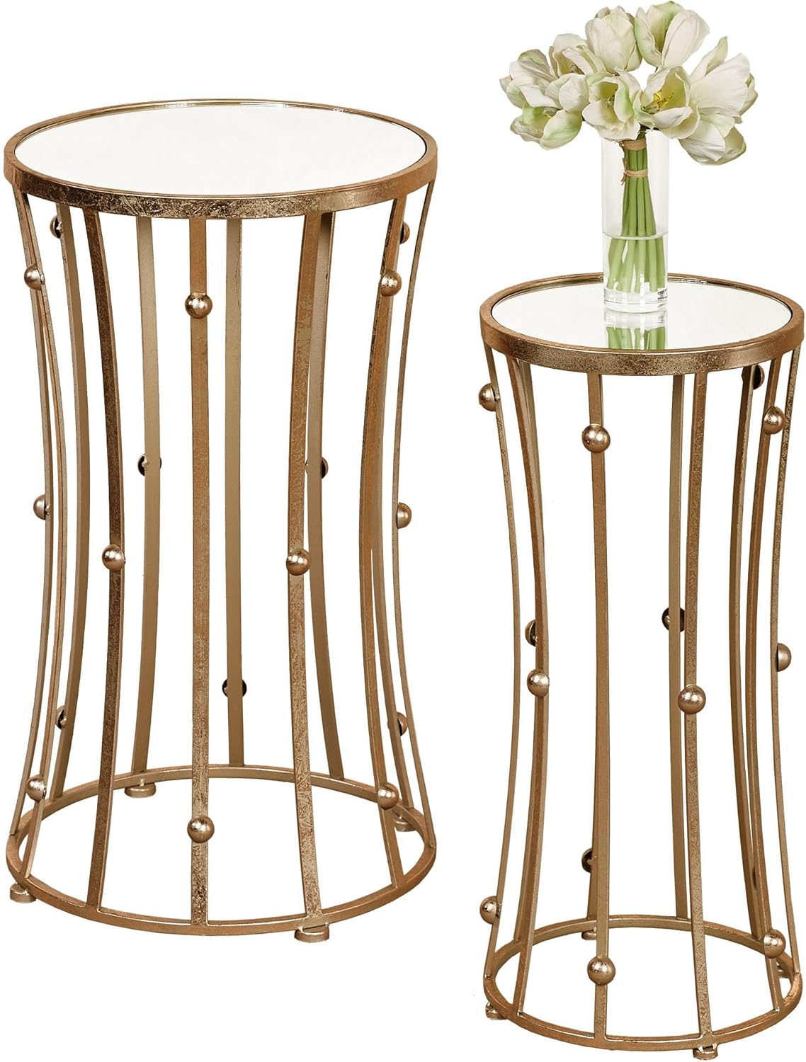 Banning Pedestal Tables Rose Gold Set of Two